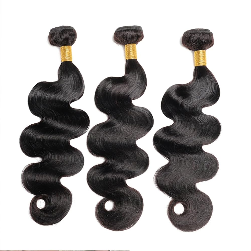 MDL 12A Body Wave Bundles Human Hair 16 18 20 Inch Human Hair Bundles 100% Unprocessed Brazilian Virgin Hair 3 Bundles weave for Black Women Natural Color