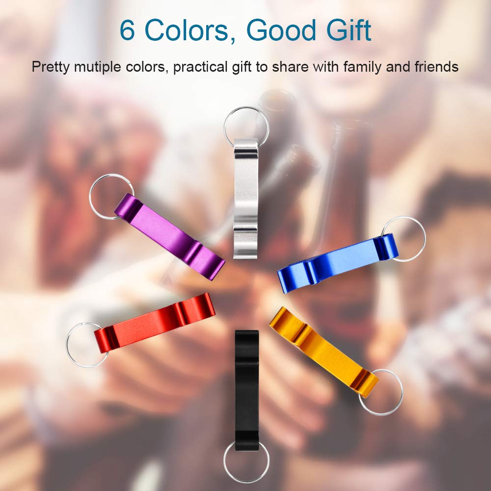 Mcyye 6PCS Colorful Mcyye Beer Bottle Openers, Premium Metal Keychain Bottle Opener, Beverage Bottle Opener for Men, Women, Small and Practical, Easy to Carry, Open the Lids of Beer Bottle Easily