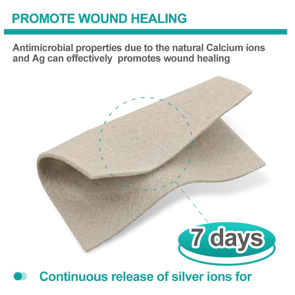 Dimora Upgrade Silver Calcium Alginate Wound Dressing -Antibacterial Non Stick Gauze, Highly Absorbent Sterile Bandage Pads,4'' x 4'' Patches 5 Packs