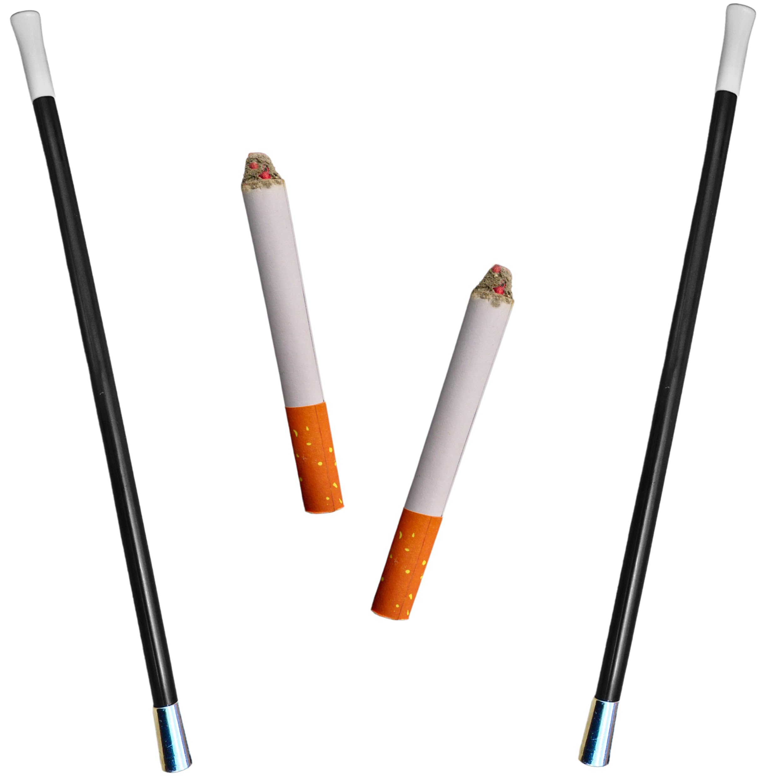 4E's Novelty 2 Long Cigarette Holders & 2 Fake Puff Cigarettes with Smoke for Halloween Accessories for Women Costumes Gatsby Roaring 1920s Flapper Costume Photo Prop Cigarettes