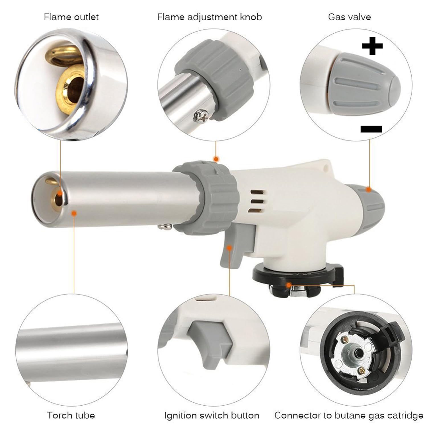 FunOwlet Butane Torch, Reverse Use Culinary Kitchen Blow Lighter with Adjustable Flame, Butane Fuel Not Included, Ideal for Chef Cooking, Creme, Brulee, BBQ, Baking, Jewelry
