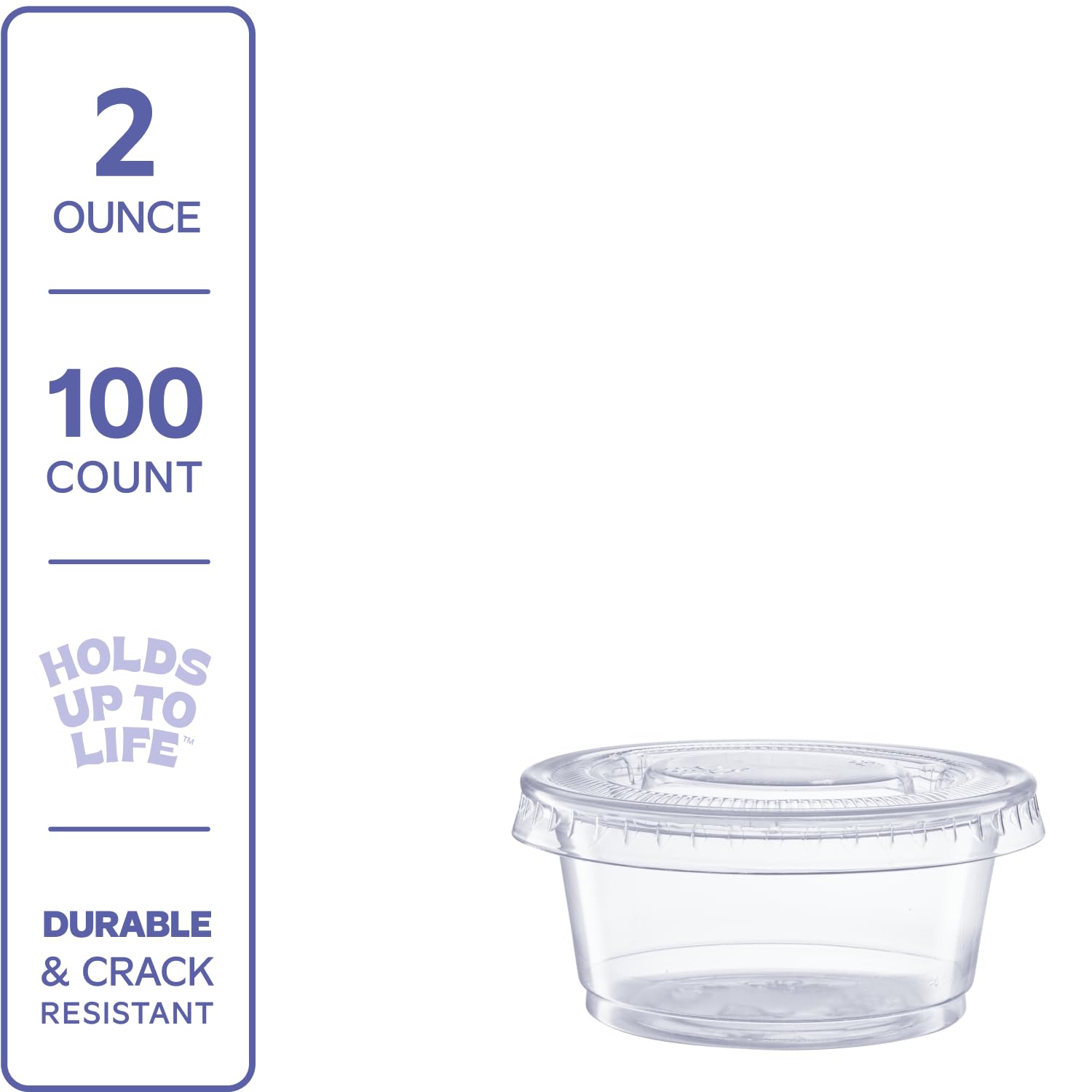 GUSTO [2 oz.-100] Count Clear Disposable Plastic Portion Cups with Lids - Soufflé Cups, Jello Shot Cups With Lids, Clear Plastic Containers Perfect for salad Dressing and More- Formerly Comfy Package
