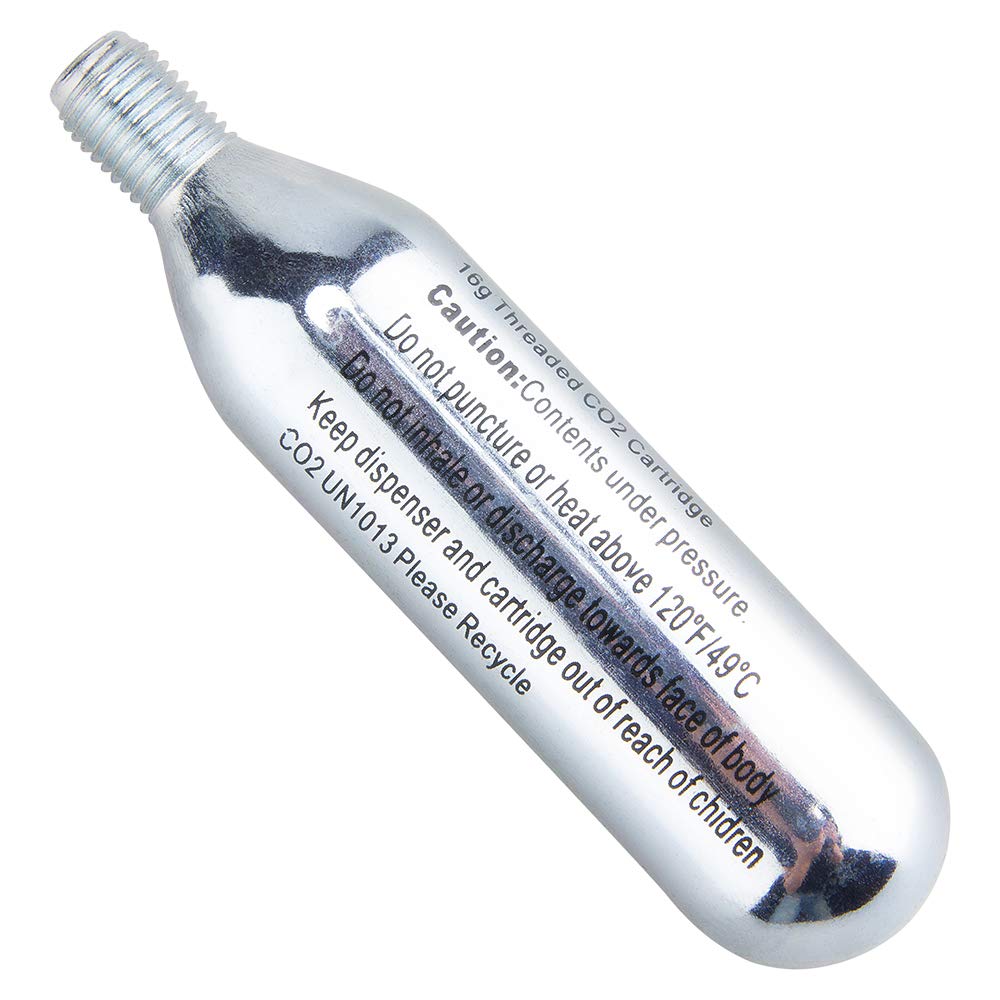 16g/25g Threaded CO2 Cartridges for Bike Tires - Cartridge for CO2 Inflator with Threaded Connection, CO2 Pump for Road and Mountain Bikes