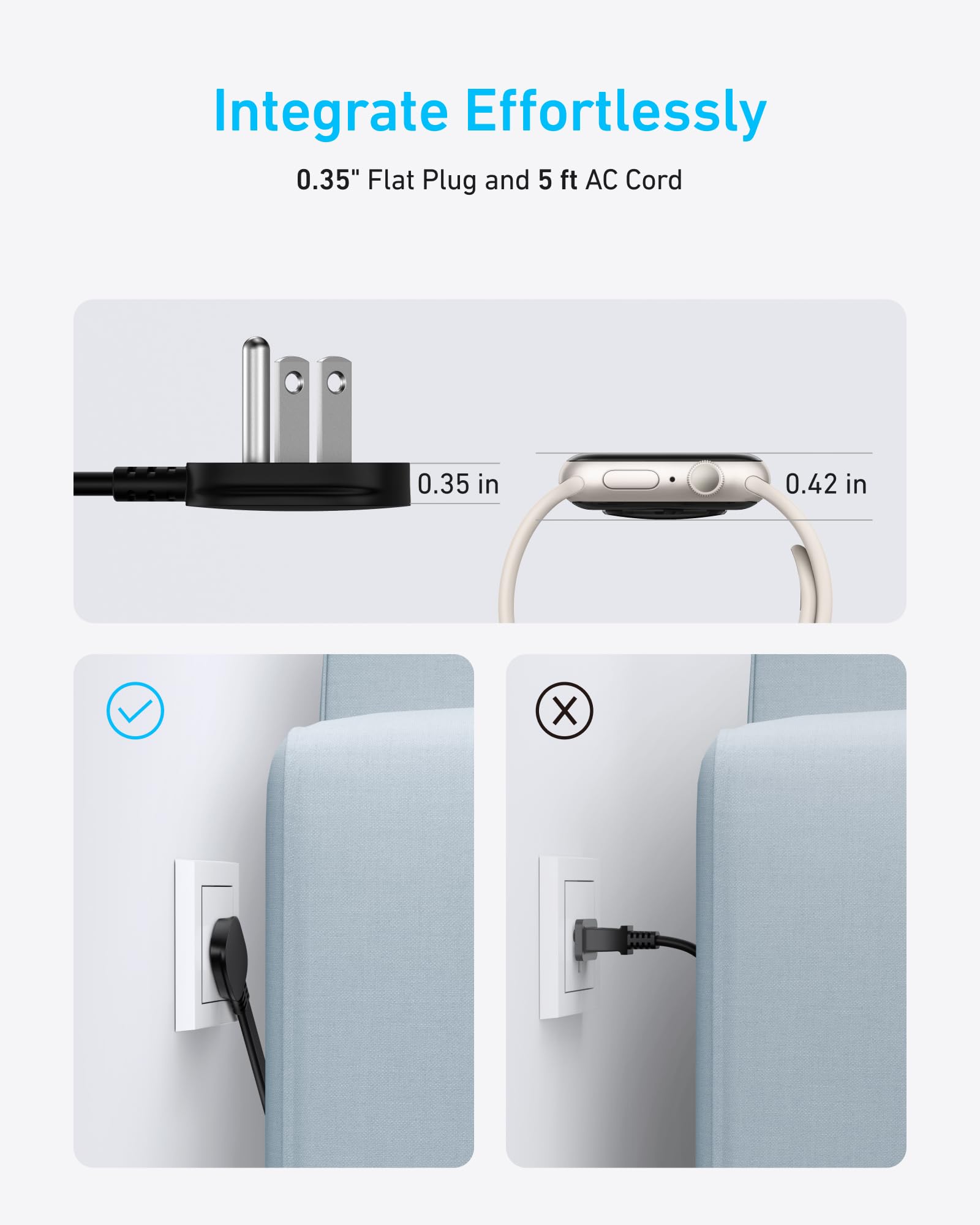 Anker Charging Station (100W), 9-in-1 USB-C Power Strip with 300J Surge Protection, for iPhone 16 & MacBook, 5 ft Flat Cable and Plug, 4 USB-C and 2 USB-A Ports, 3 AC Outlets, for Home, Office