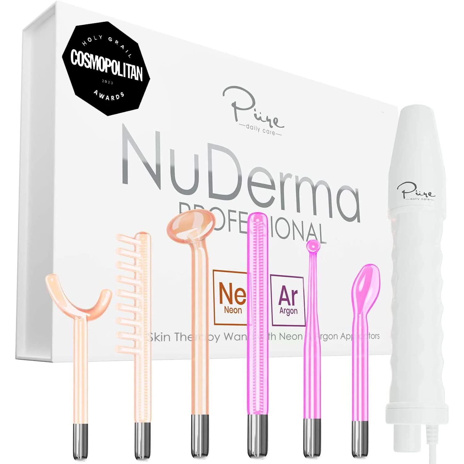 NuDerma Professional Skin Therapy Wand - Portable Skin Therapy Machine with 6 Neon & Argon Wands - Boost Your Skin - Clear Firm & Tighten