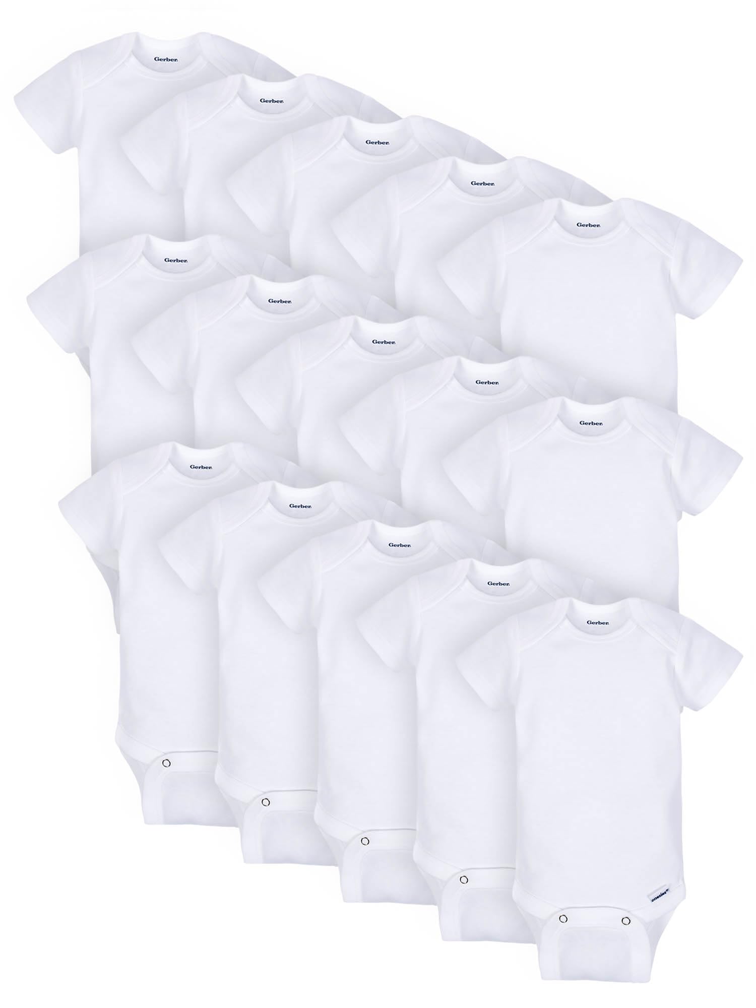Gerber Baby 15 Piece Onesies Bodysuit Multi Size Pack, White, (0-3M, 3-6M, 6-9M)