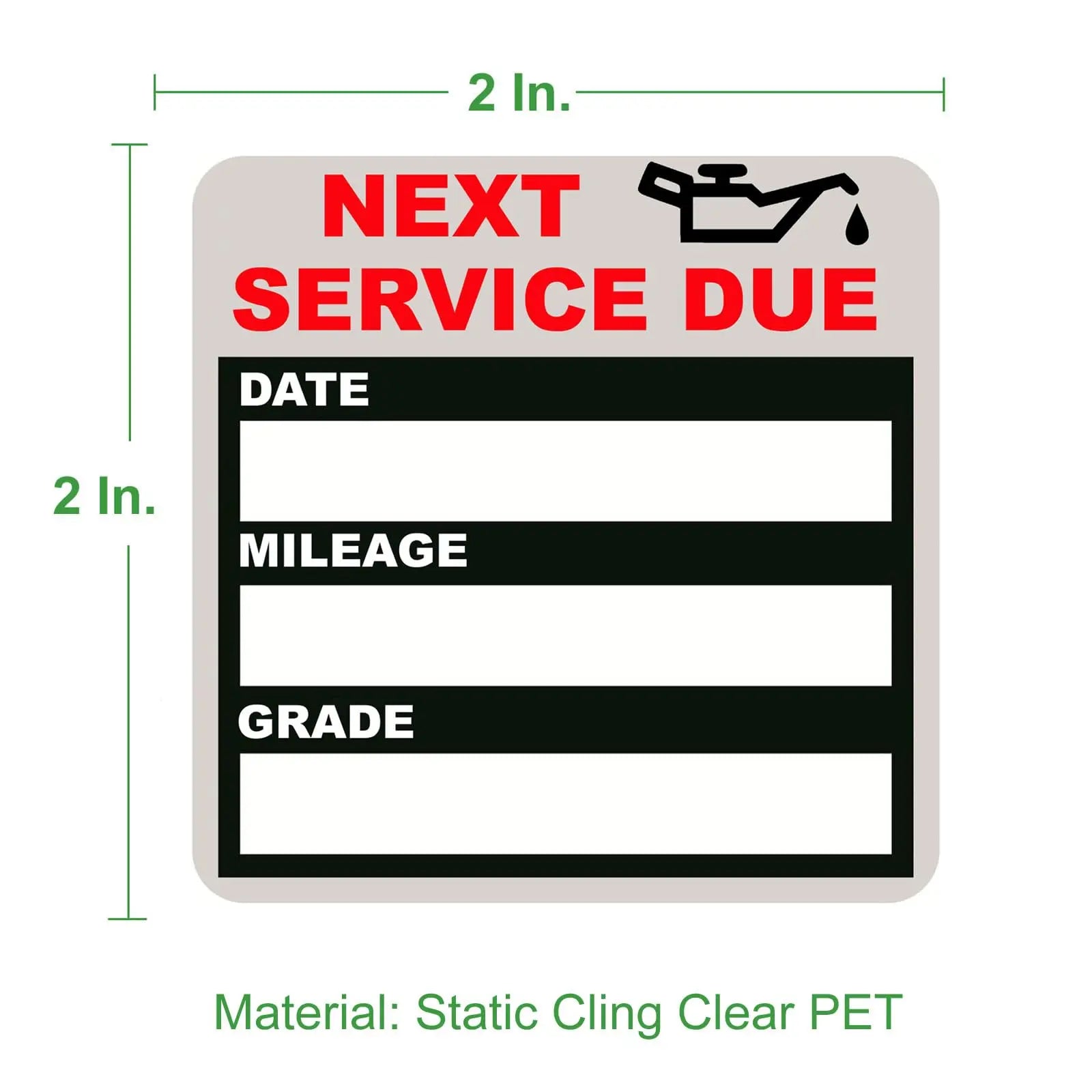 JINCH Oil Change Stickers Static Cling, 120pcs 2x2 Inches Oil Change Reminder Sticker for Windshield with No Residue, Clear Next Service Due Labels for Car Auto Vehicle Window
