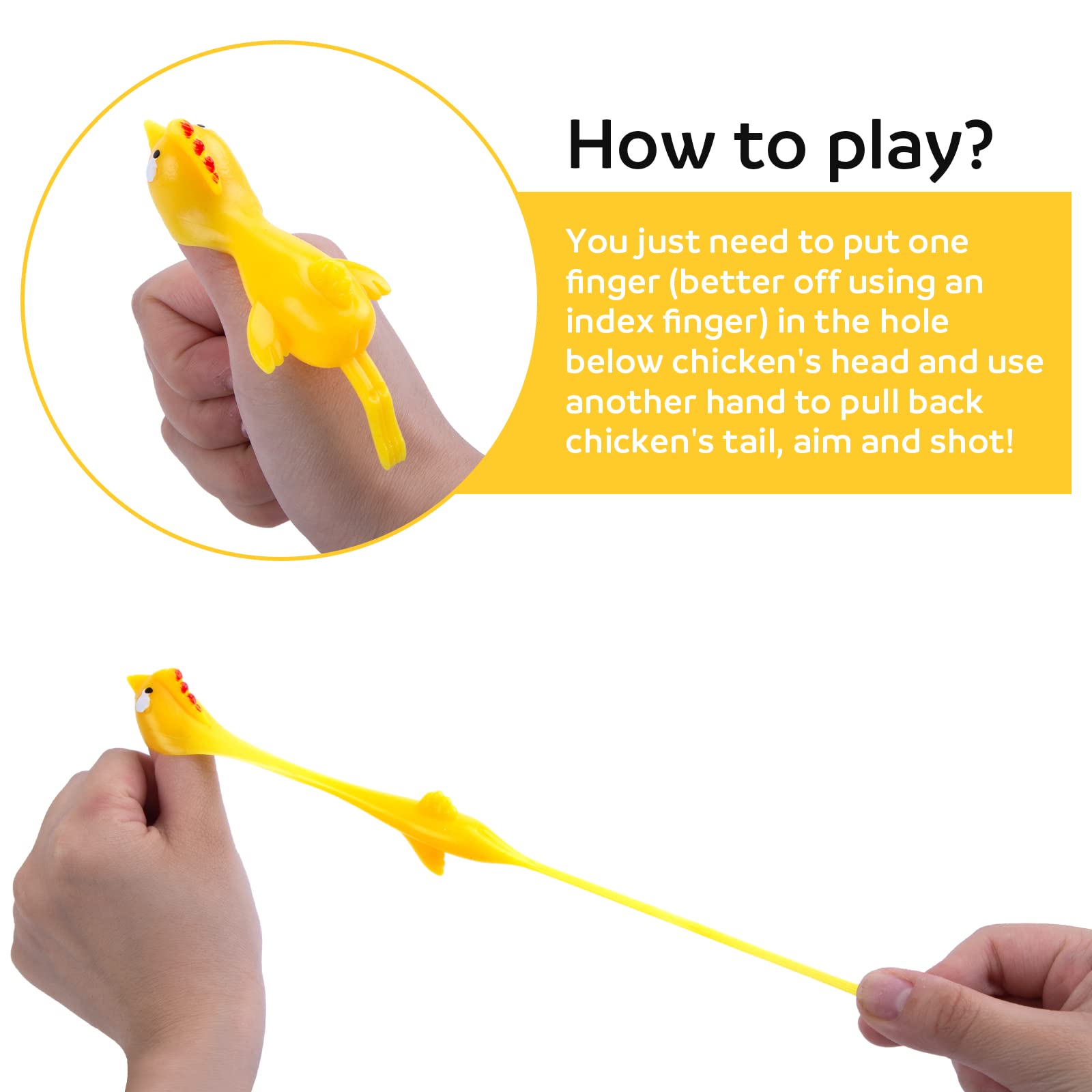 POPLAY 42PCS Flying Chicken Slingshot, Party Favors Treasure Box Toys for Classroom, Flicking Rubber Chickens Funny Gag Gift for Kids & Adults, Novelty Classroom Exchange Gifts