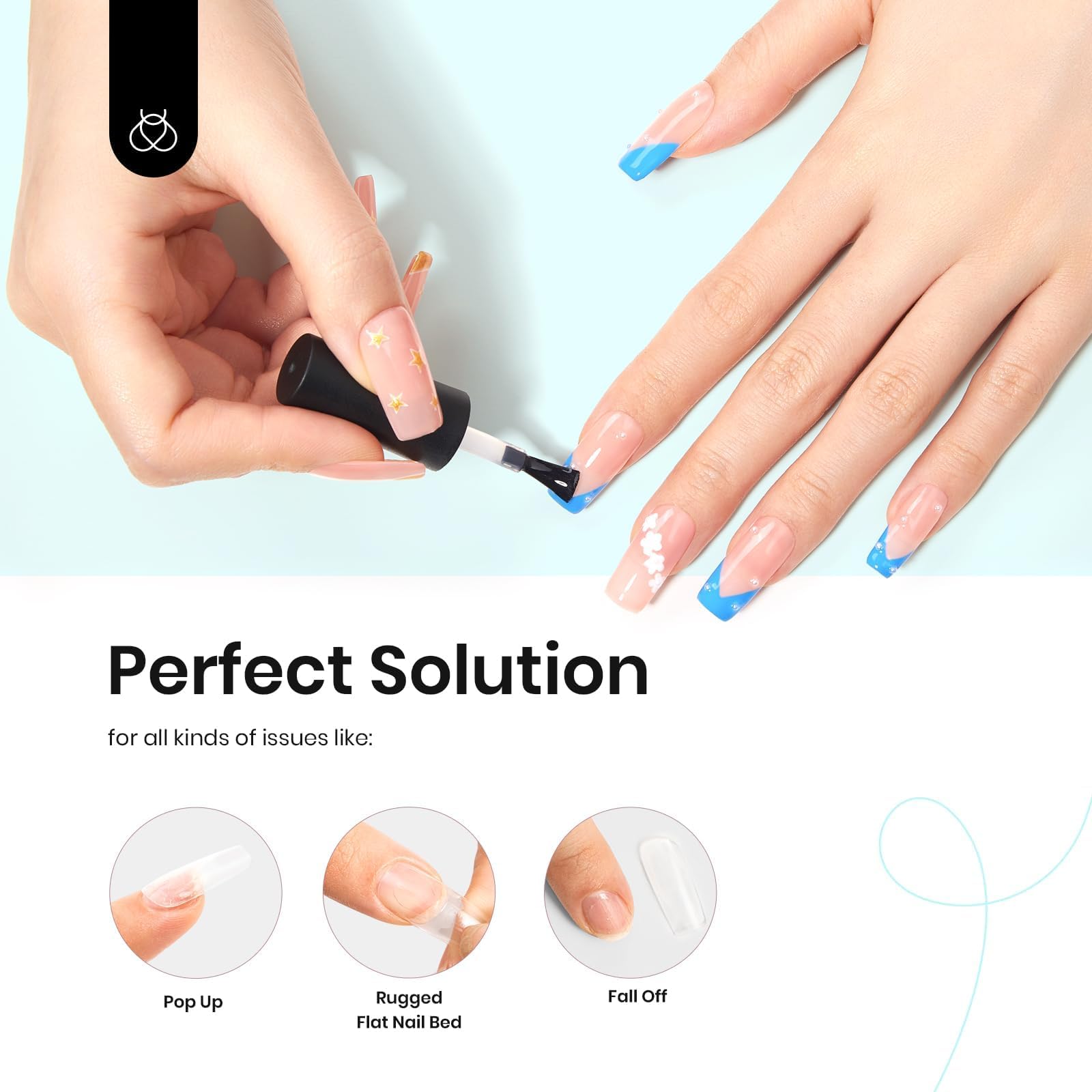 Beetles 9 in 1 Nail Glue Gel for Nail Tips and Clear Acrylic Nails Long Lasting, Curing Needed UV Extension Glue for False Nail Tips and Press on Nails, Fall Halloween Nails