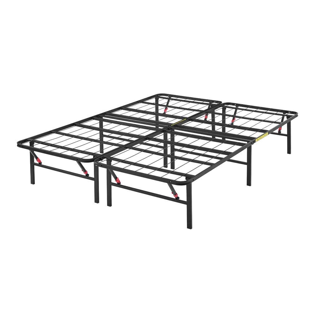 Basics Bed Frame with Storage, Foldable Metal Platform, Sturdy Steel, No Box Spring Needed, 14 inches High, Tool-Free Setup, Full Size, Black