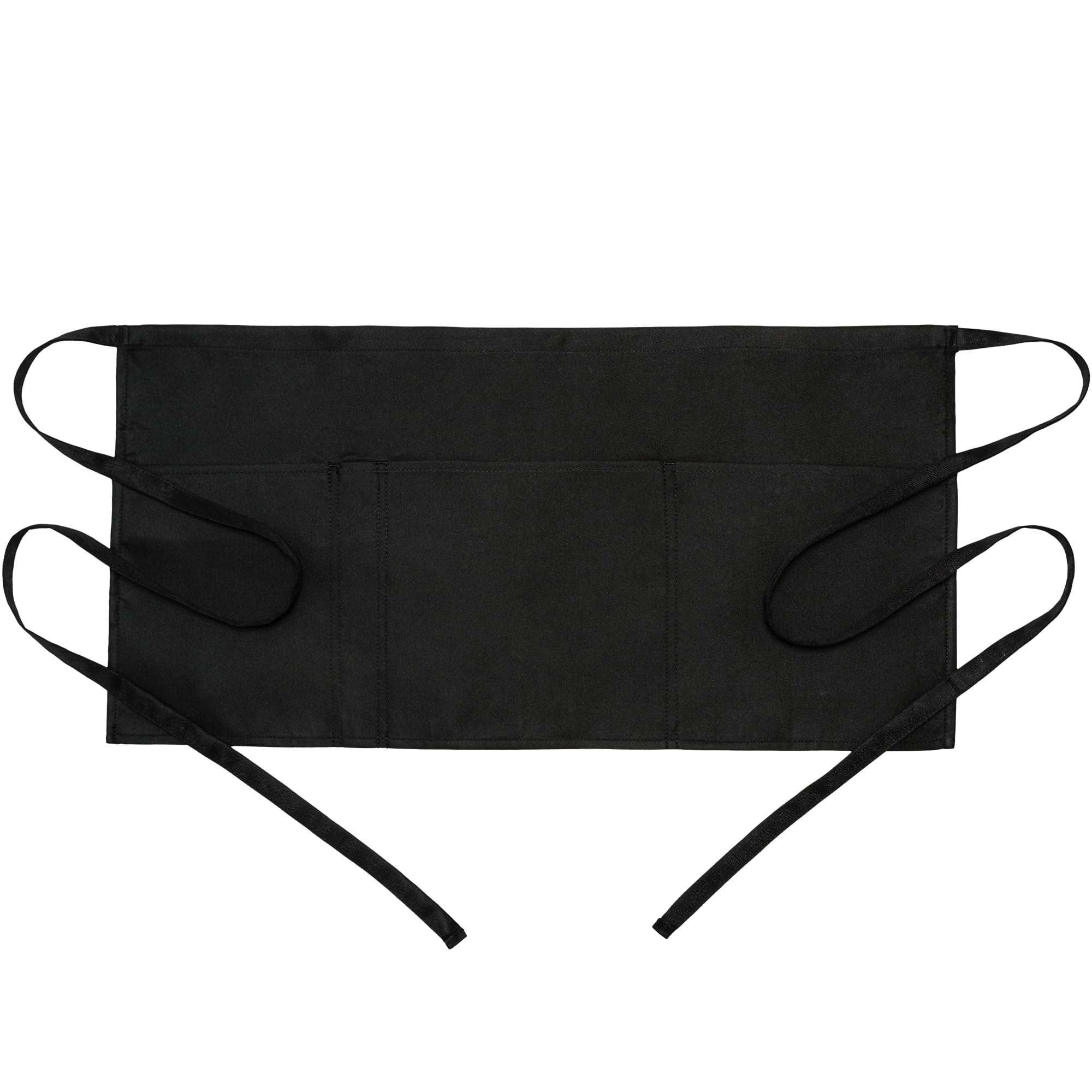 BOHARERS Waist Apron with 3 Pockets - Black Waitress Waiter Server Short Aprons