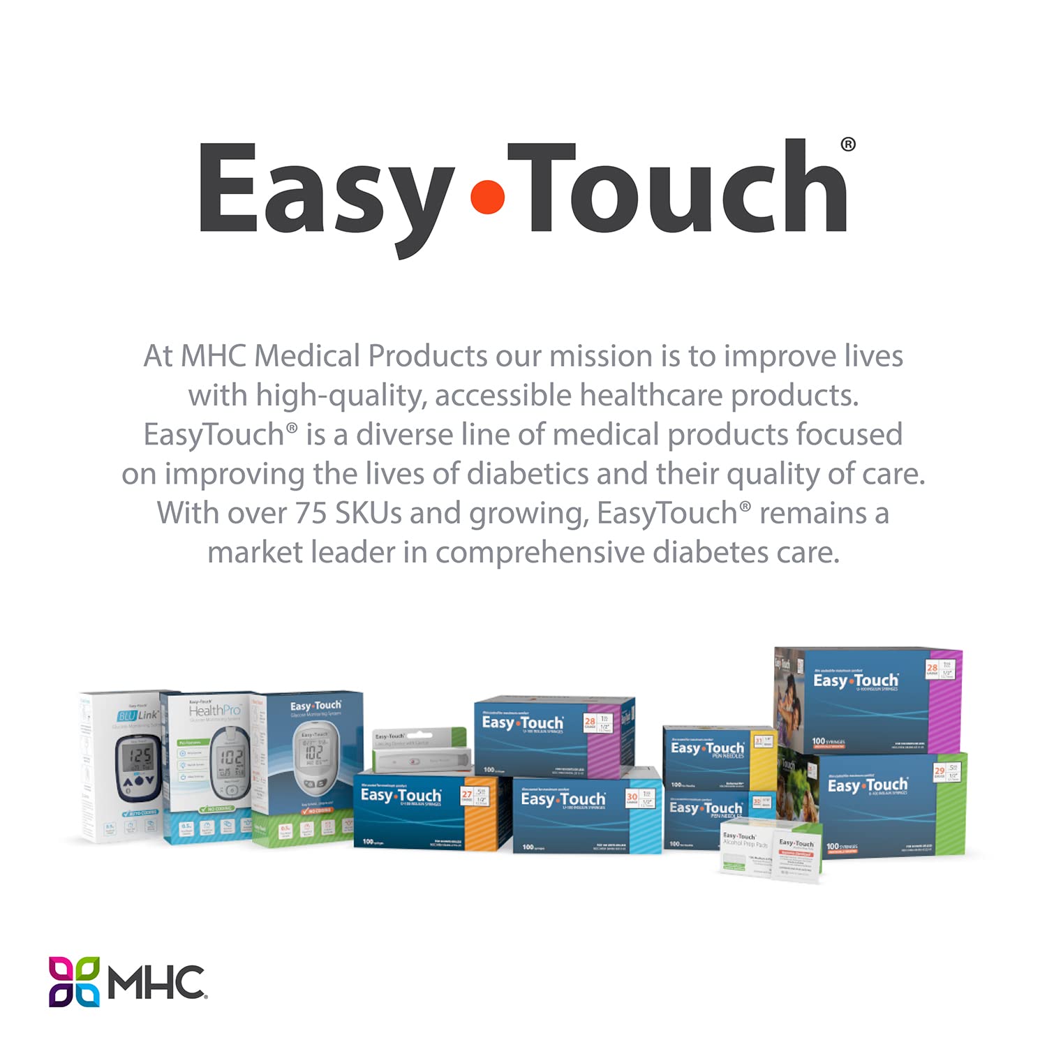EasyTouch U-100 Insulin Syringe with Needle, 31G 0.5cc 5/16-Inch (8mm), Box of 100