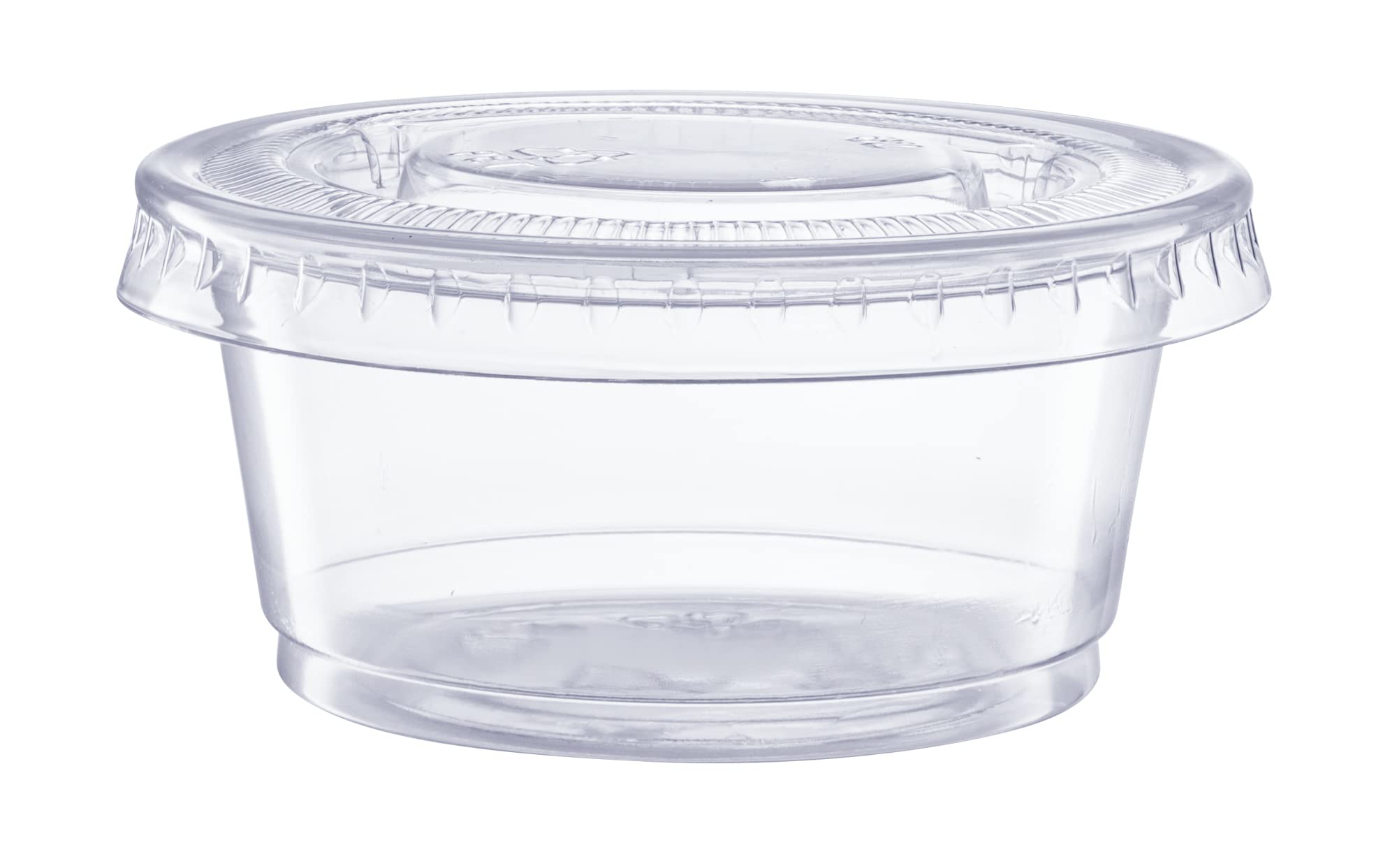 GUSTO [2 oz.-100] Count Clear Disposable Plastic Portion Cups with Lids - Soufflé Cups, Jello Shot Cups With Lids, Clear Plastic Containers Perfect for salad Dressing and More- Formerly Comfy Package