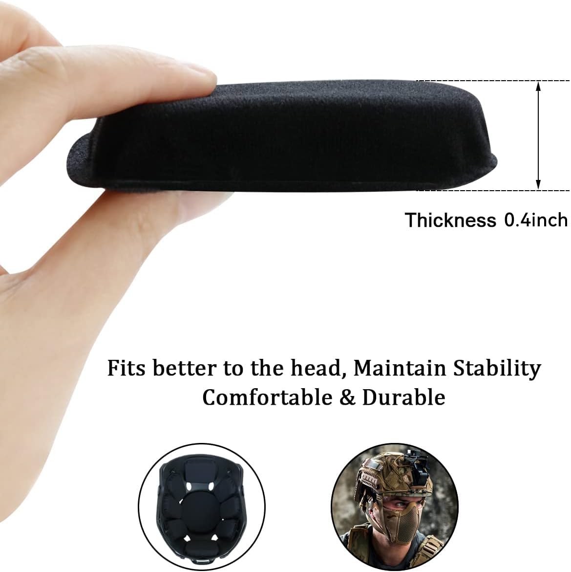 AOUTACC Universal Airsoft Helmet Pads, Helmet Replacement Foam Padding Kits Set Accessories Mats for Fast/Mich/ACH/USMC/PASGT Helmet (EVA Foam, Black)