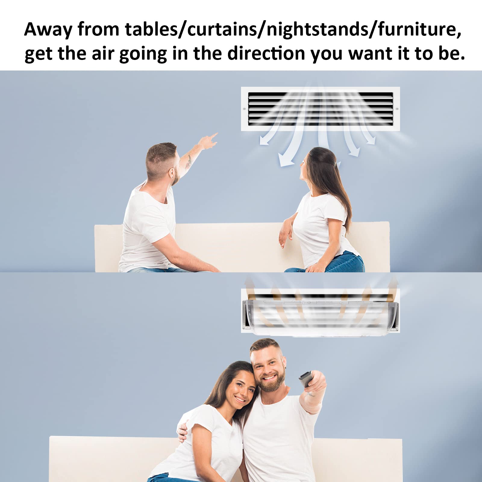 2 Pack Air & Heat Deflector for Vents, Sidewalls and Ceiling Registers, Adjustable from 8.5" to 15"