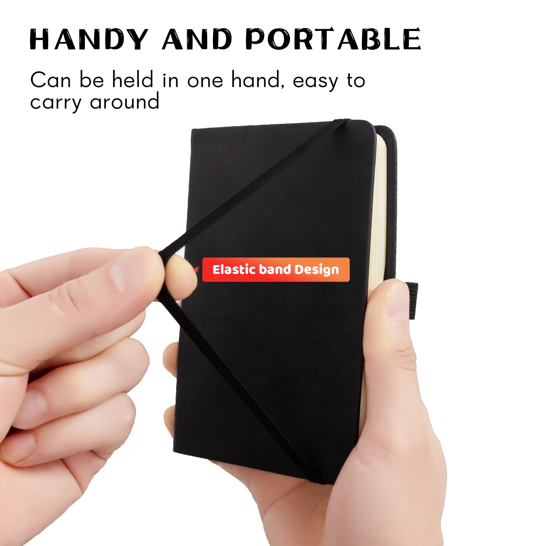 Animusphere 2Pack Pocket Notebook Small Notebook Journal Notebook 4 inches x 5.7 inches 200 Pages Leather Cover With Pen Holder Page Marker Ribbons(Black)