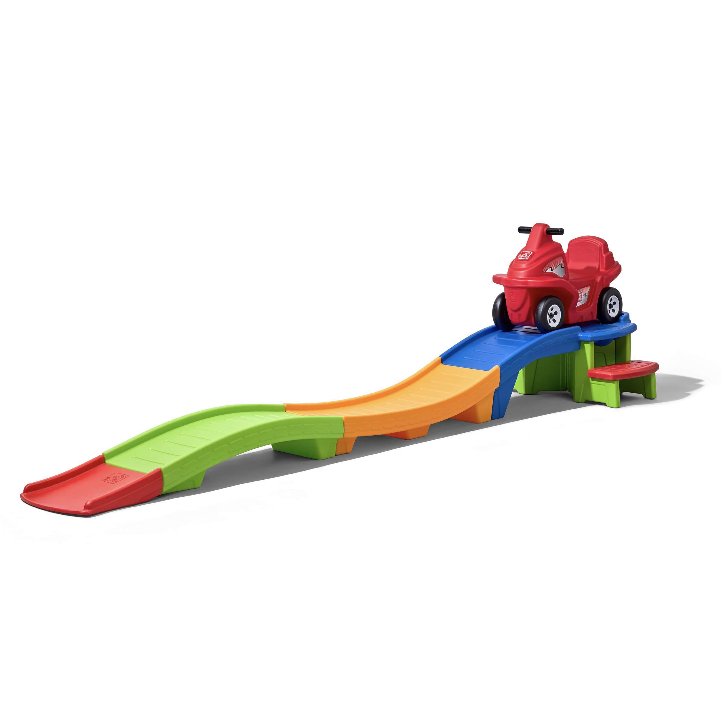 Step2 Up & Down Roller Coaster لعبة ركوب للأطفال، سيارة دفع، مجموعة لعب داخلية/خارجية، مصنوعة من البلاستيك المتين، أقصى وزن 50 رطلاً، للأطفال الصغار من 2-5 سنوات، متعددة الألوان