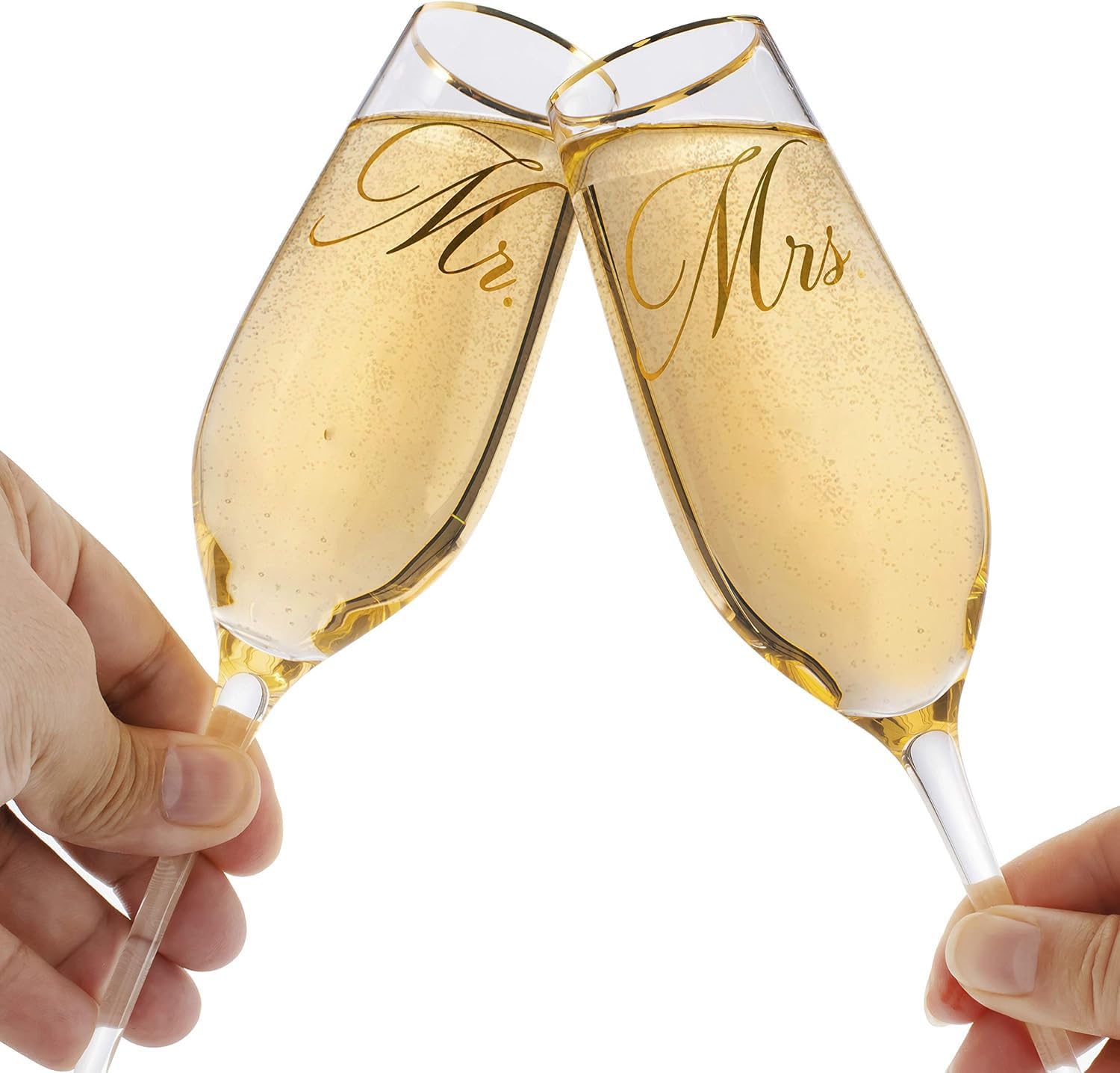 Mfacoy Mr. & Mrs. Champagne Flute Set, Wedding Decor - His and Hers, Wedding Toasting Glasses for Engagement Celebrations, Bridal Shower and Registry Idea, Tall Wine Glasses for Bride and Groom Gifts