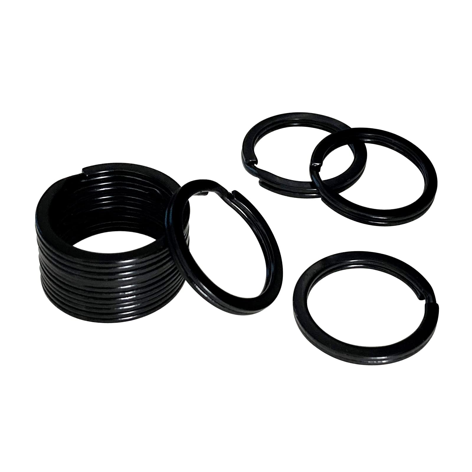 HeeYaa 10 Pieces of 1-inch Flat Key Rings - Metal Keychain Rings, Split Keyrings, Flat O-Ring for Home, Car, Office Keys Attachment (Black)