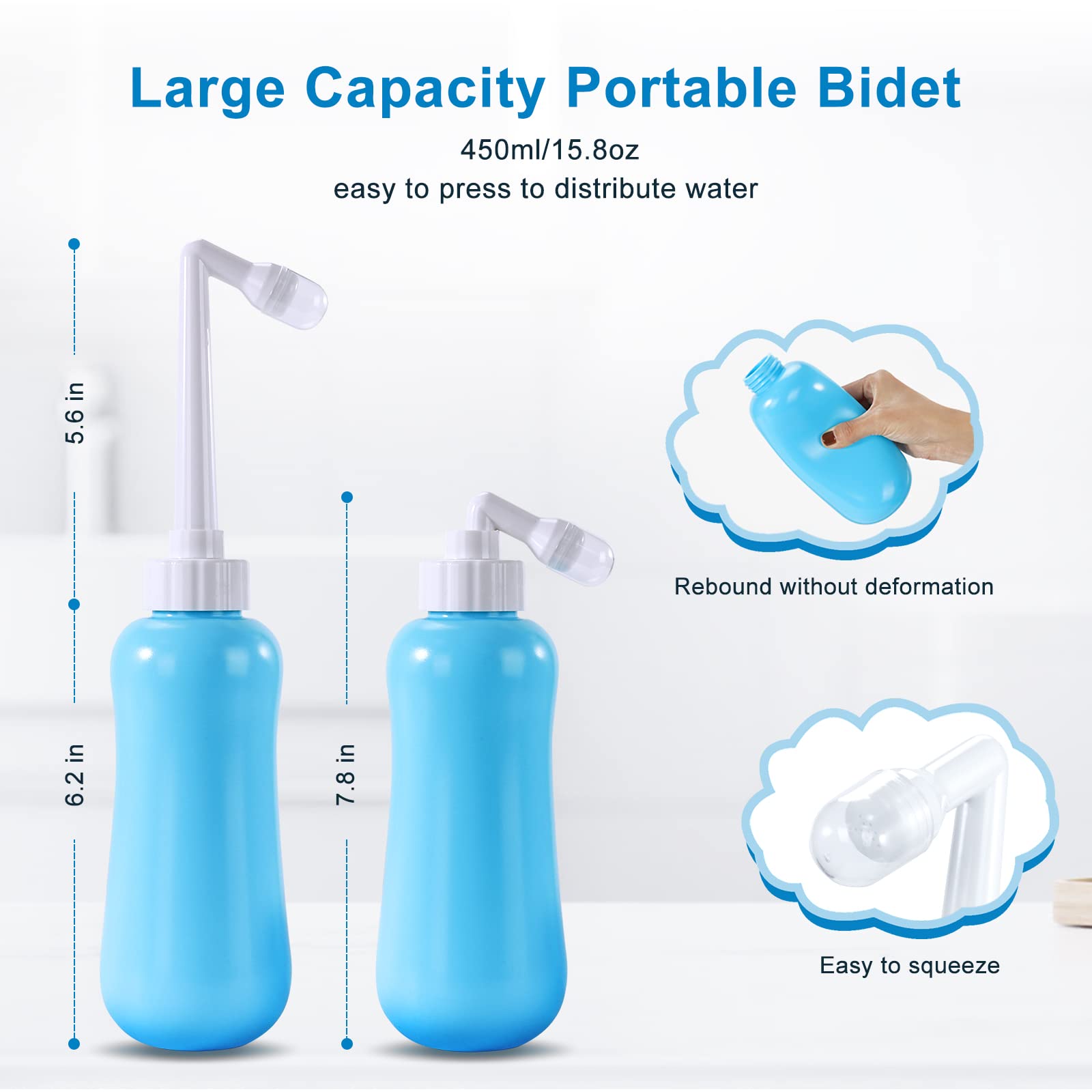 Portable Bidet Travel Large Capacity 450ml(15oz) Personal Toilet Handheld Blue