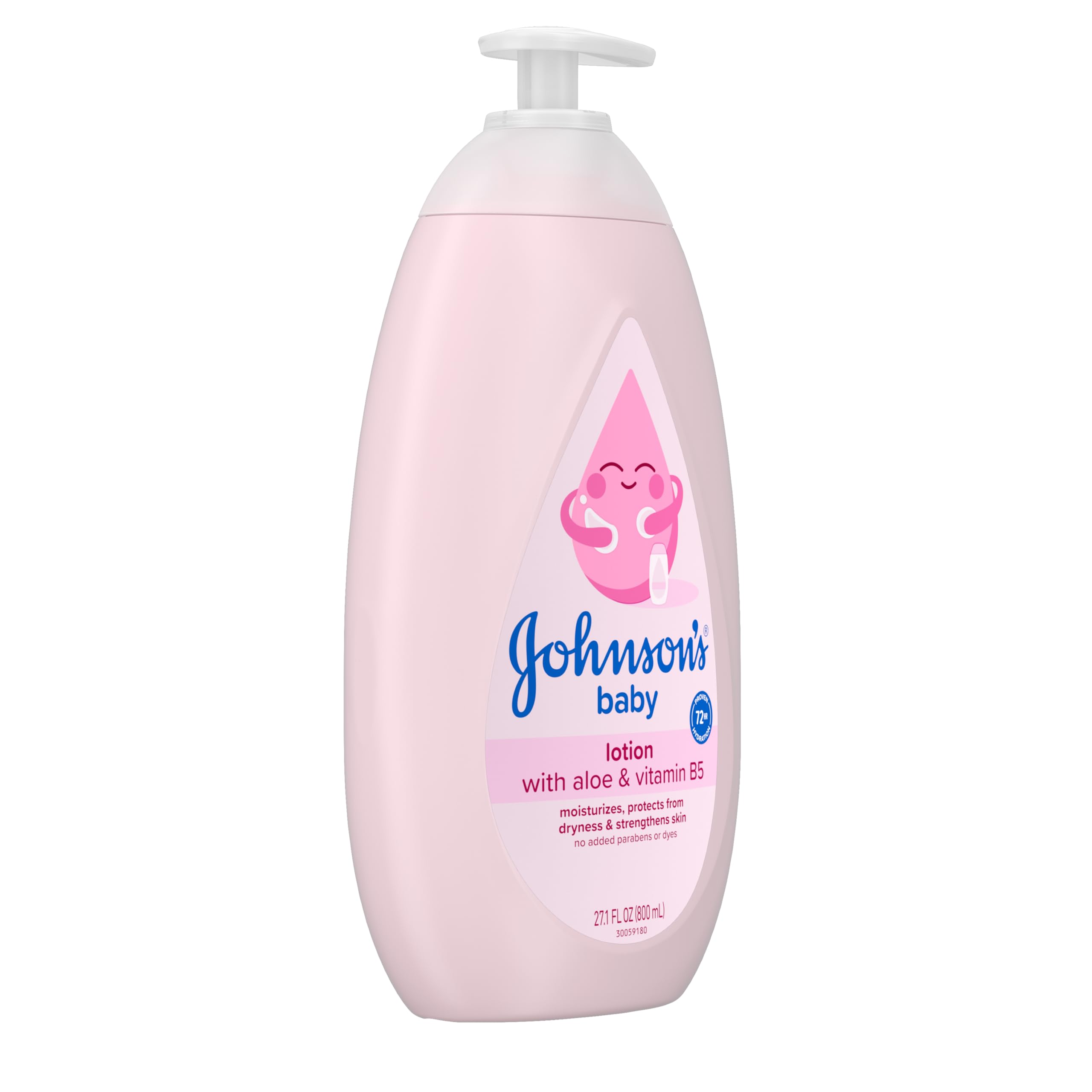 Johnson's Baby Lotion with Coconut Oil, Aloe Vera & Vitamin B5, 72 HR Hydration, Skin Moisturizer, Hypoallergenic, Safe for Newborn, Protects From Dryness & Strengthens Skin, 27.1 fl. Oz