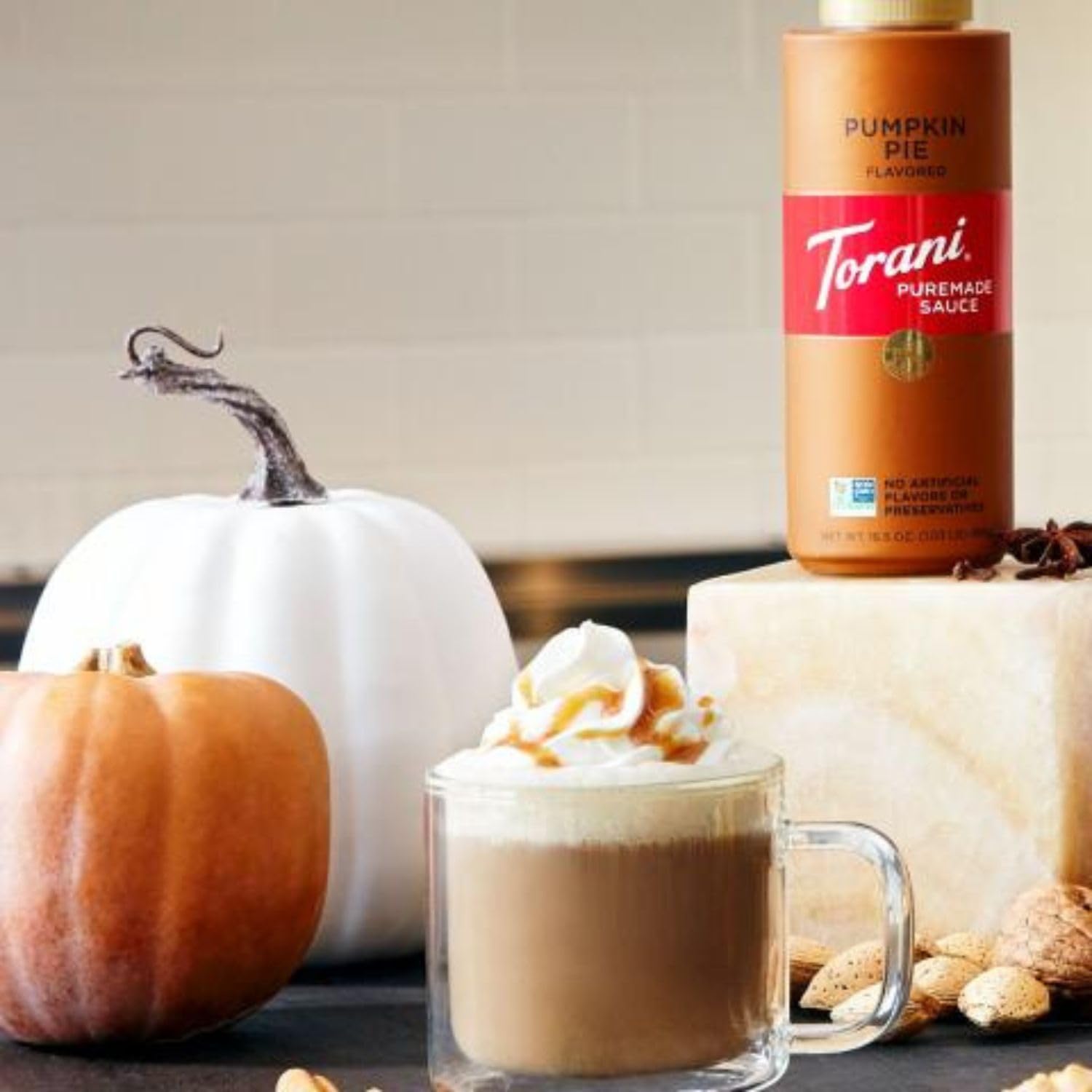 Torani Puremade Pumpkin Pie Sauce 2-Pack for Desserts and Coffeehouse Drinks, 16.5 Oz Each
