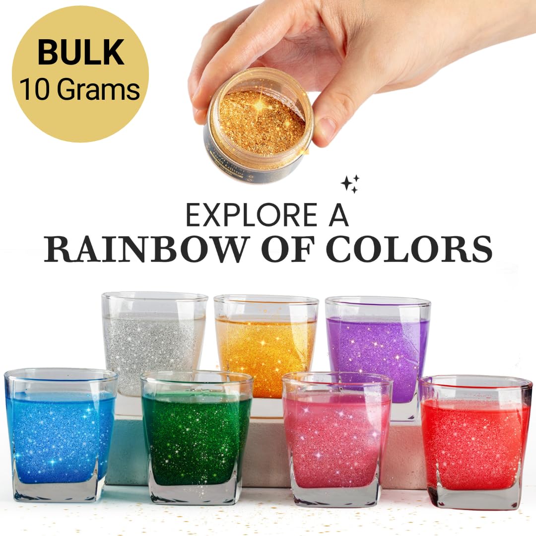 Dazzle Dust Edible Glitter Sprinkles for Cake Decorating, Drinks, Cookie, Icing, Dessert Decorations, Sparkly Luster, Food-Grade, Vegan, Gluten Free, Kosher, Bulk 10g, Gold