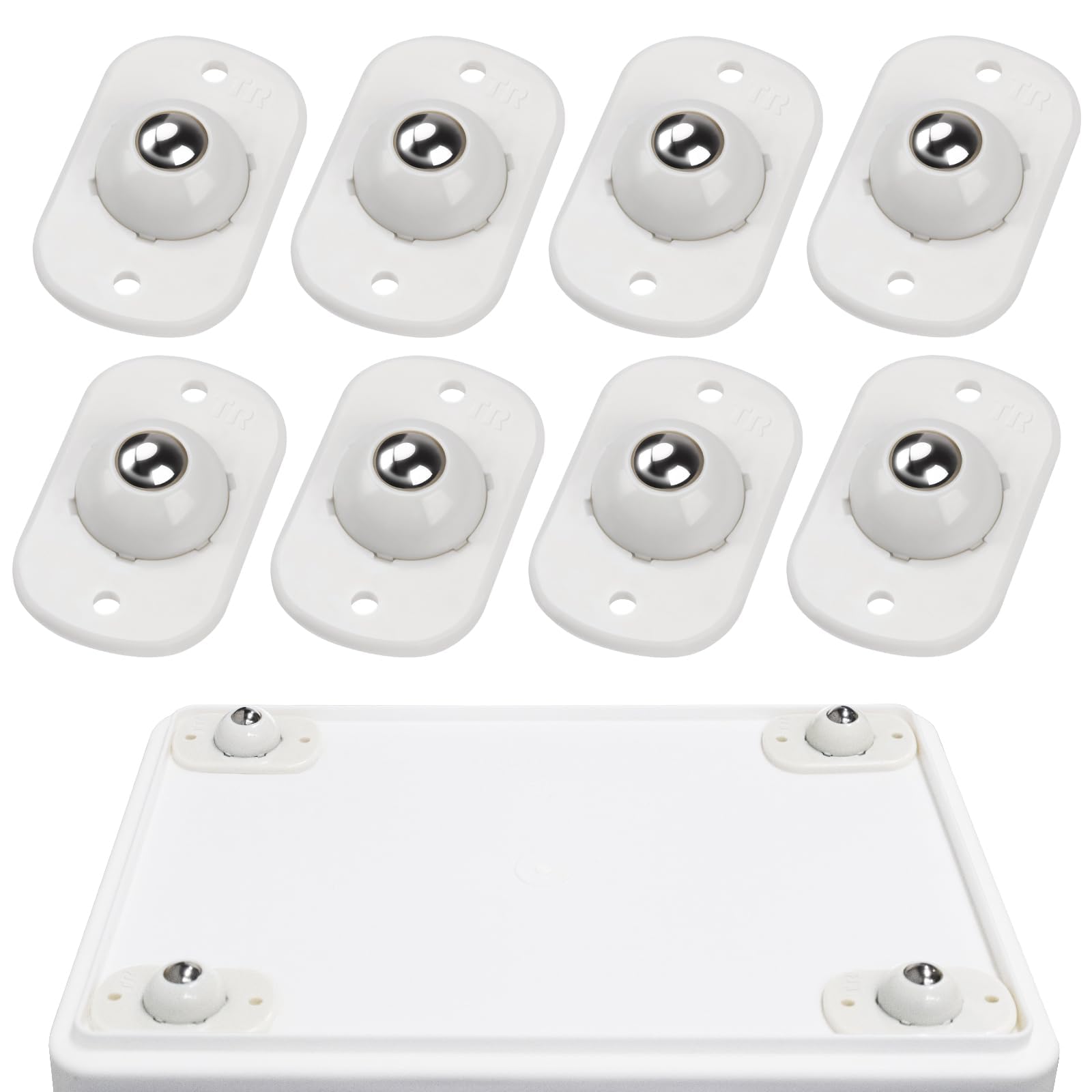 Selbstklebende Lenkrollen, Geräte-Rollen für Küchengeräte, 360 Grad drehbare Mini-Universalrollen, klebrige Rollen für Mülleimer, Aufbewahrungsbox, Geräteschieber (8, Weiß-Schwenkbar)