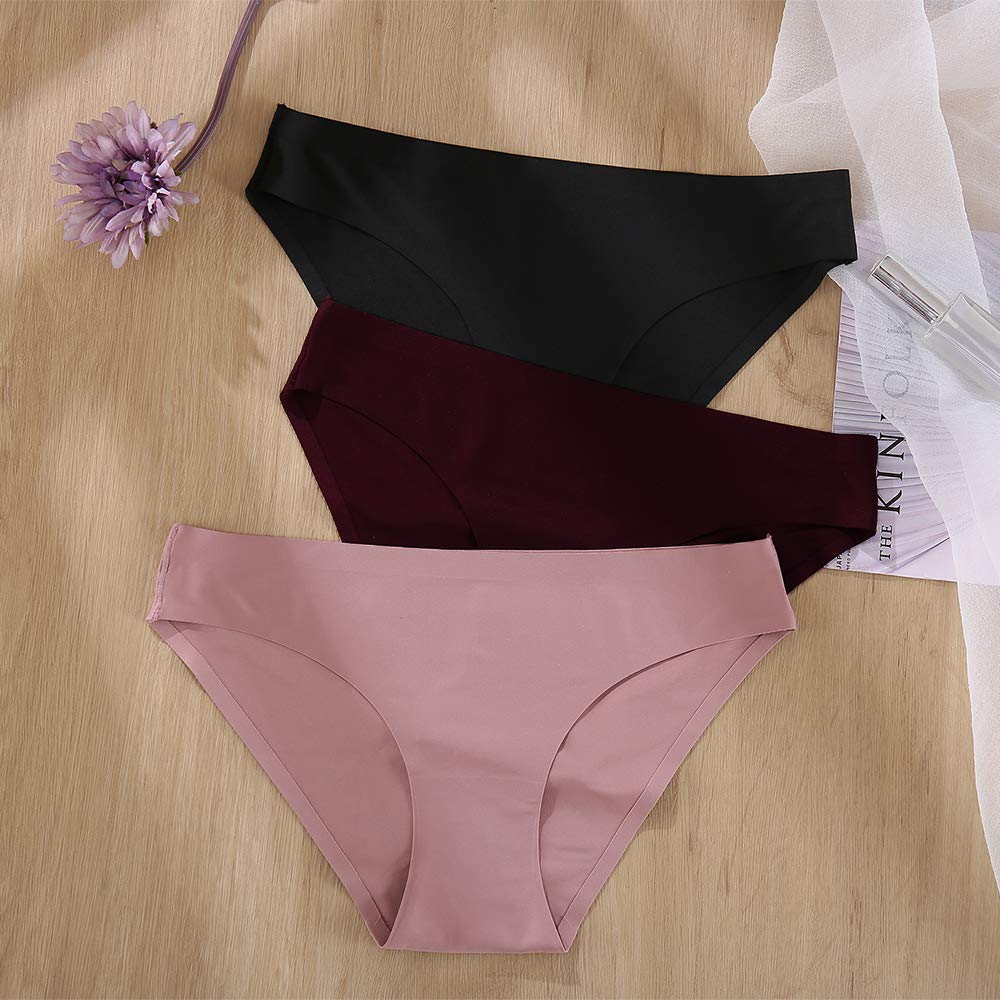 FINETOO 6 Pack Women’s Seamless Hipster Underwear No Show Panties Invisibles Briefs Soft Stretch Bikini Underwears XS-XXL(M)