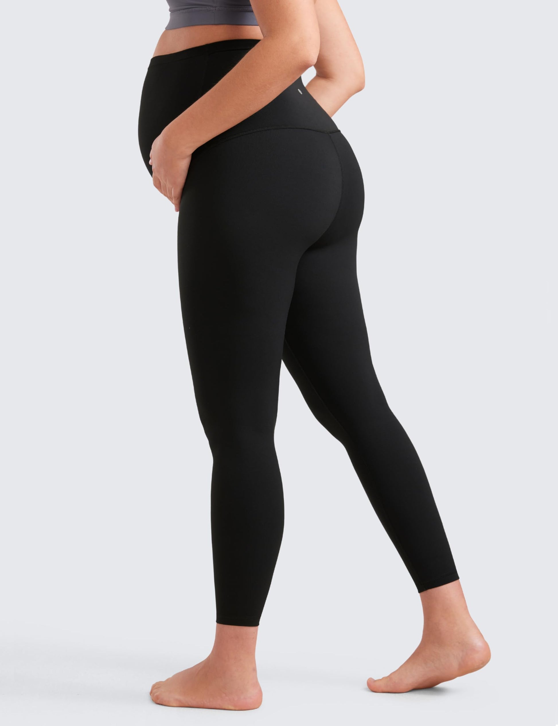 CRZ YOGA Womens Butterluxe Maternity Leggings Over The Belly 25" - Buttery Soft Workout Activewear Yoga Pregnancy Pants Black Medium