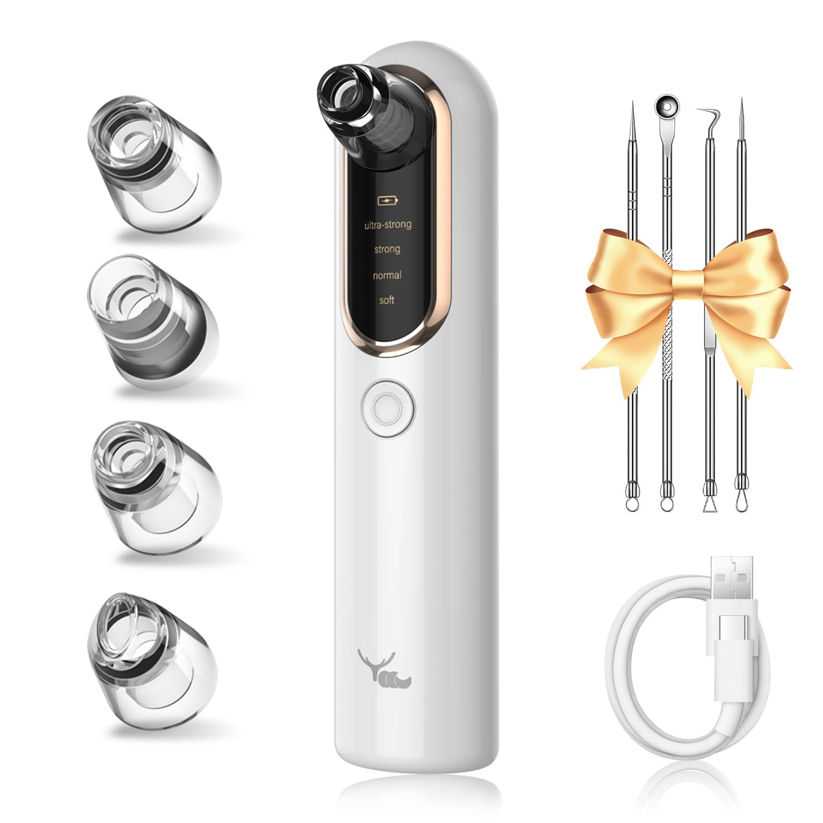 Yccu Blackhead Remover Vacuum Pore Extractor Black Head Remover for Face&Nose Blackhead Extractor Pore Vacuum Pimple Extractor Tool Pore Cleaner with USB Charge 4 Modes 5 Suction Heads for Women&Men