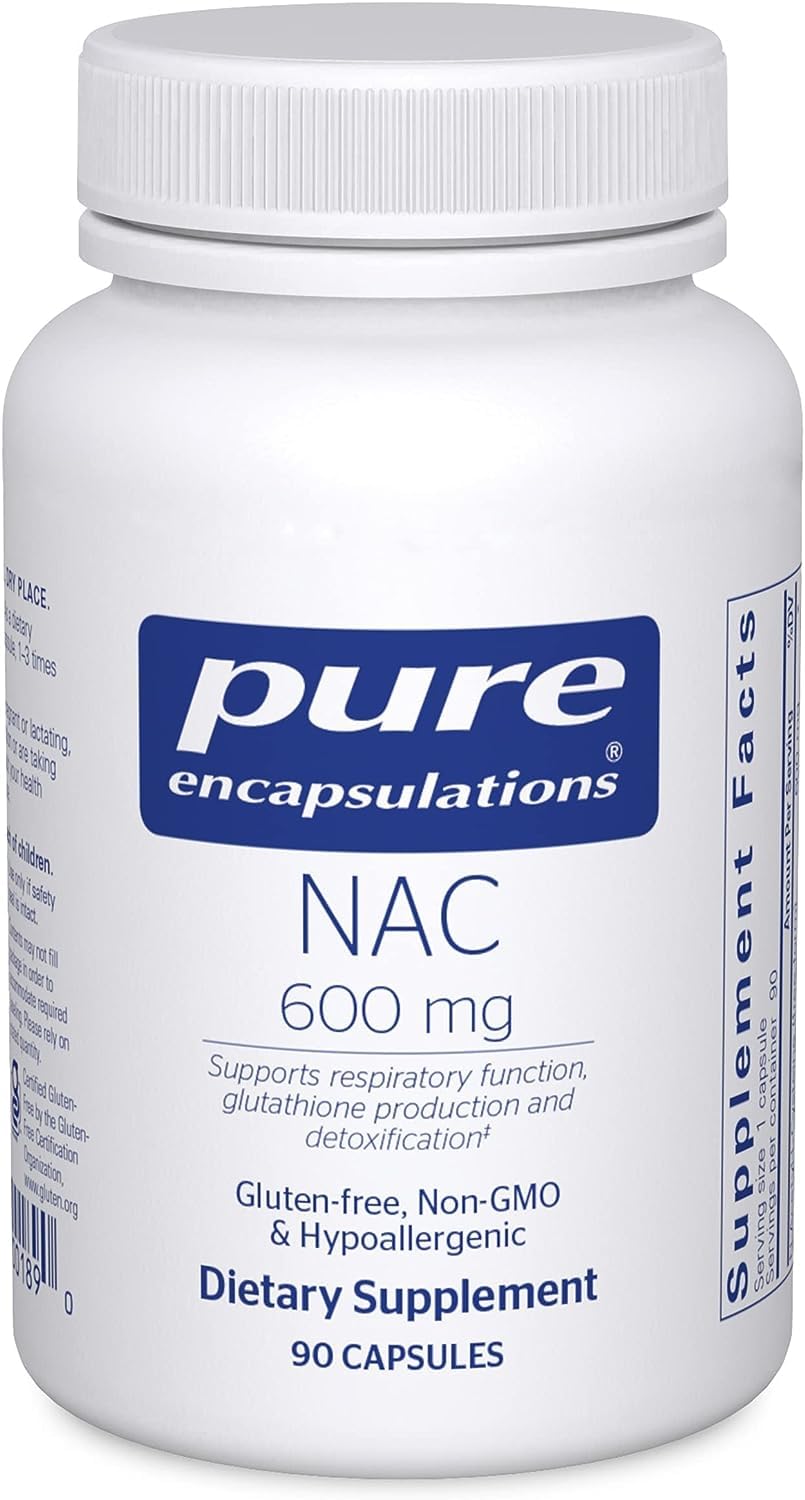 Pure Encapsulations NAC 600 mg - N-Acetyl Cysteine NAC Supplement for Lung Health & Immune Support, Liver Support & Antioxidants* - with Freeform N-Acetyl-L-Cysteine - 90 Capsules