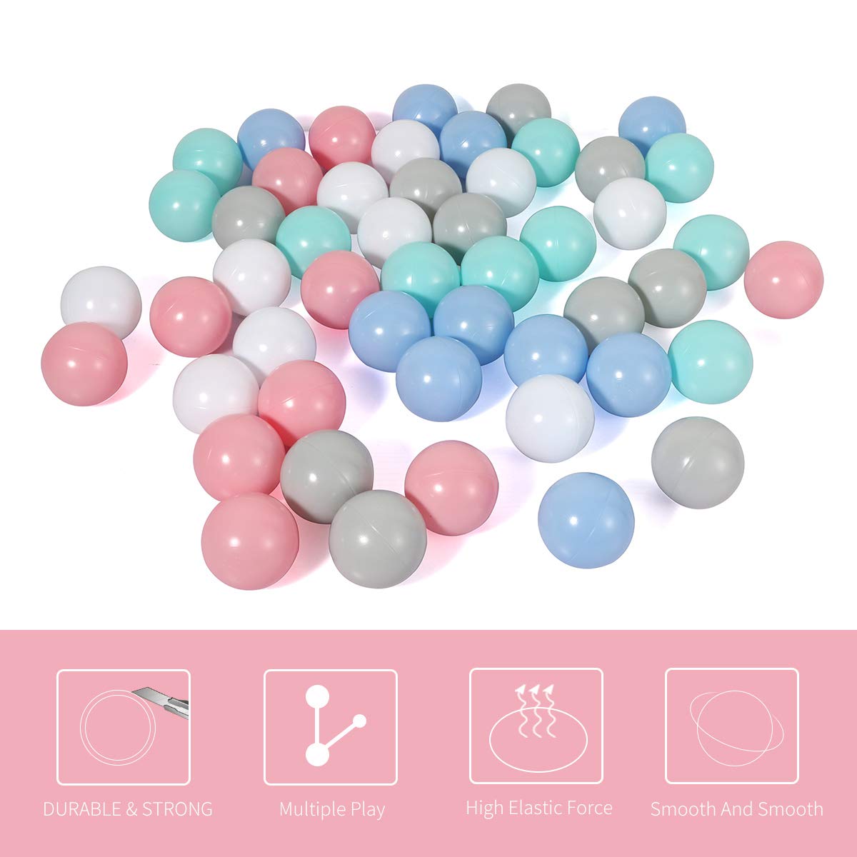 LANGXUN 50 100 200 Balls Soft Plastic Ball Pit Balls for Kids, Gift for Baby Toddler Birthday Christmas, Ball Pit Play Tent, Baby Kiddie Pool Water Toys, Party Decoration