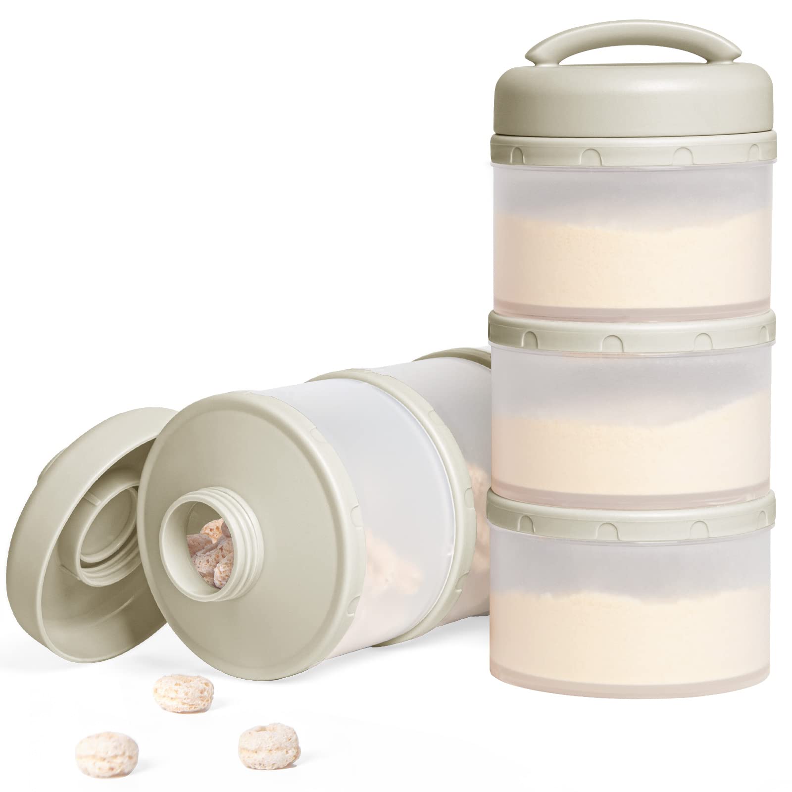 Termichy Stackable Formula Dispenser Portable Milk Powder Container، عبوتان، رمادي دافئ