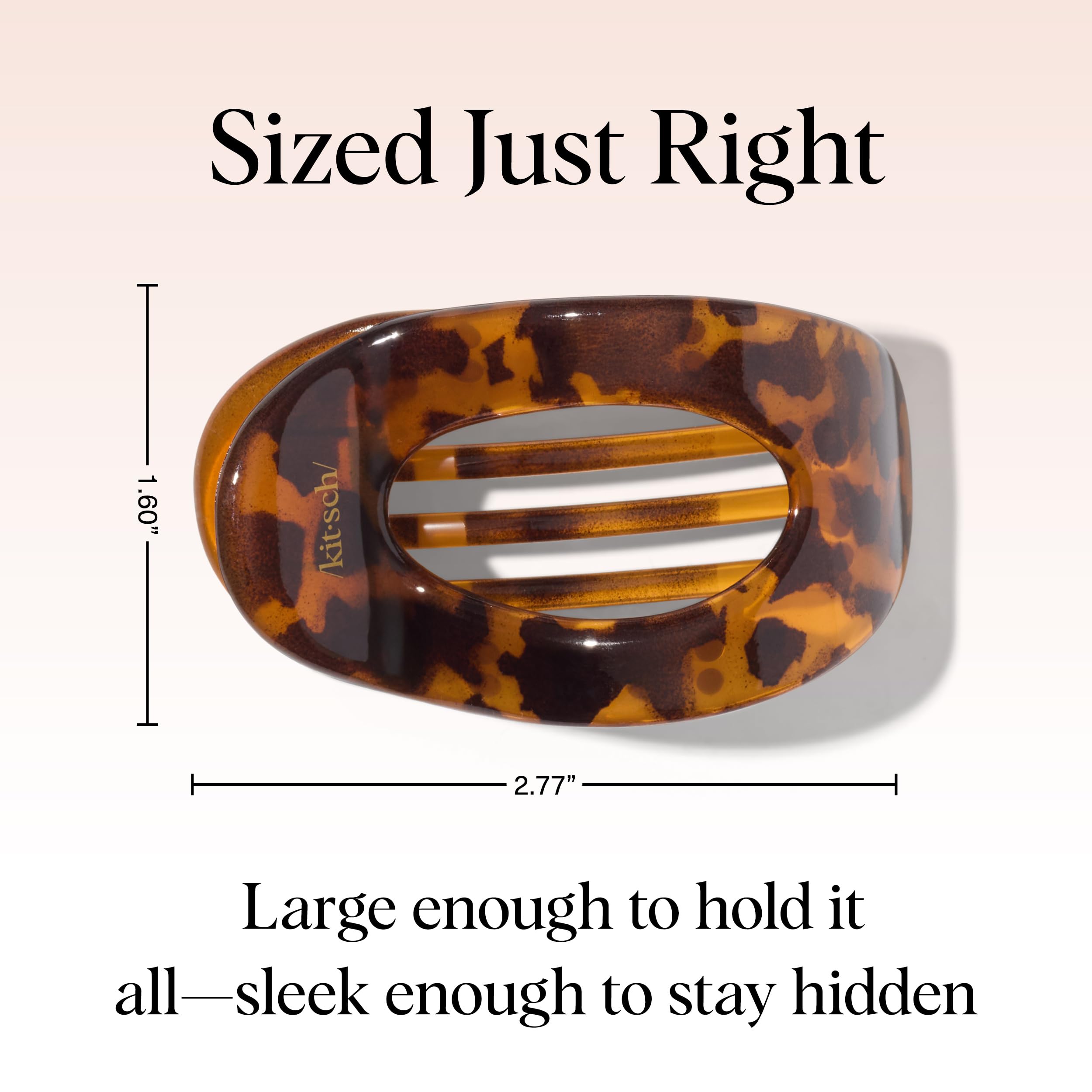 Kitsch Small Flat Claw Clips for Women - Stylish Flat Hair Clips for Women, Strong Hold for Thick & Fine Hair | Non-Slip for Secure, Comfortable All-Day Wear -Tortoise Design