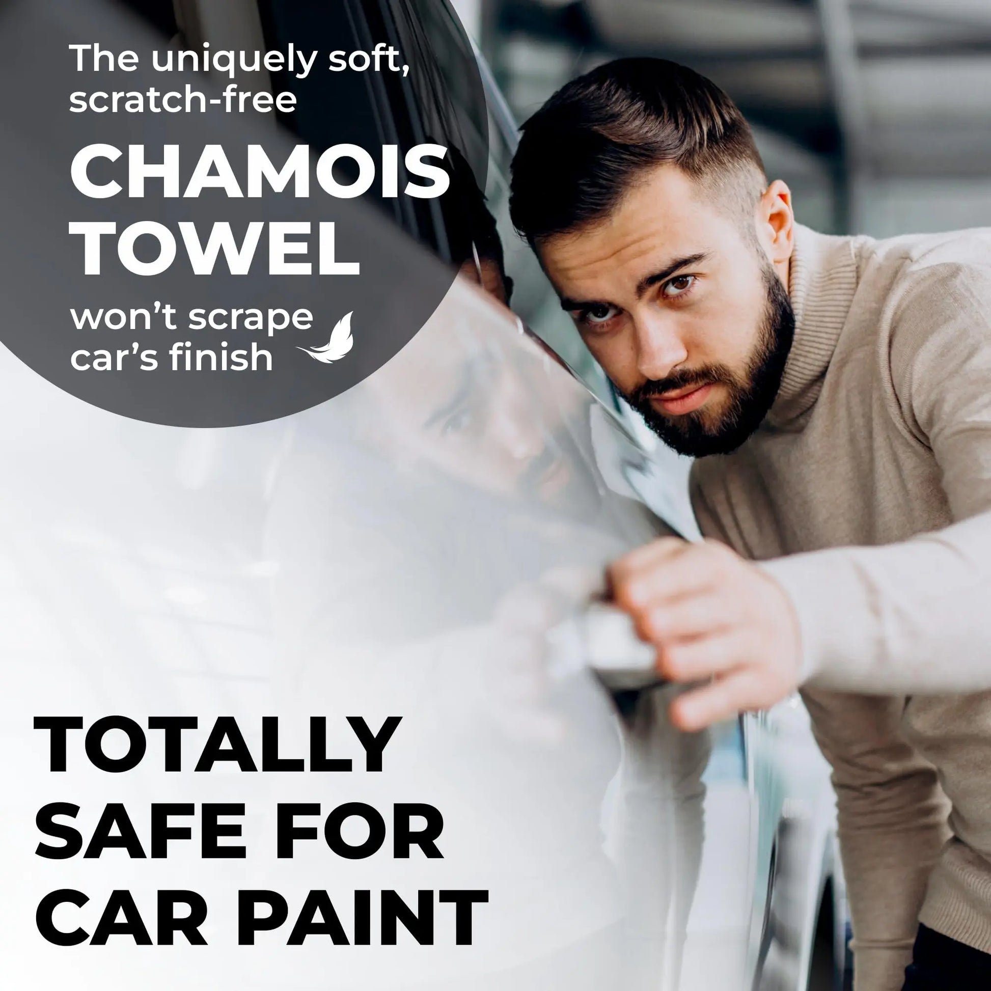 Premium XL Shammy Towel for Car - 2pk (34”x25”) - Super Absorbent Chamois Cloth - Spots & Scratch-Free - Reusable Car Drying Towels