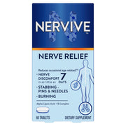Nervive Nerve Relief, Reduces Occasional Nerve Discomfort in as Little as 7 Days, Stabbing/Pins and Needles, Burning in Hands and Feet*†, Alpha Lipoic Acid, B Vitamins, Turmeric, Ginger, 60 Tablets