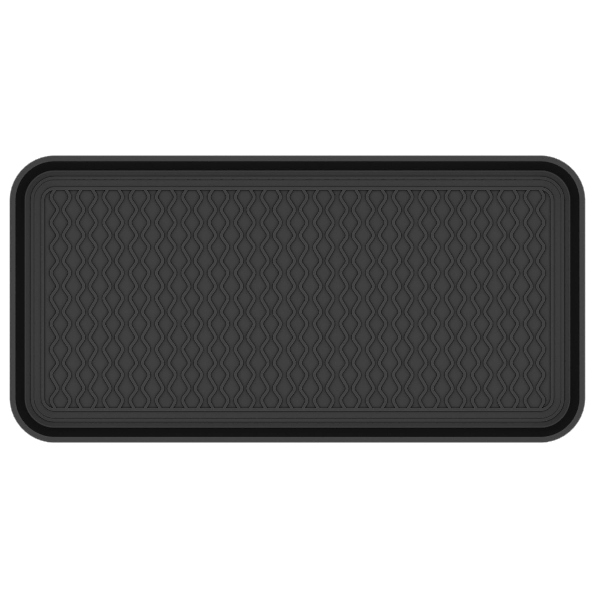 Ottomanson 15" x 30" Multi-Purpose Boot Tray - Waterproof Mat for Shoes, Pet Food, Litter Box, Painting & Planting - 1.2" Raised Edge for Spill Protection