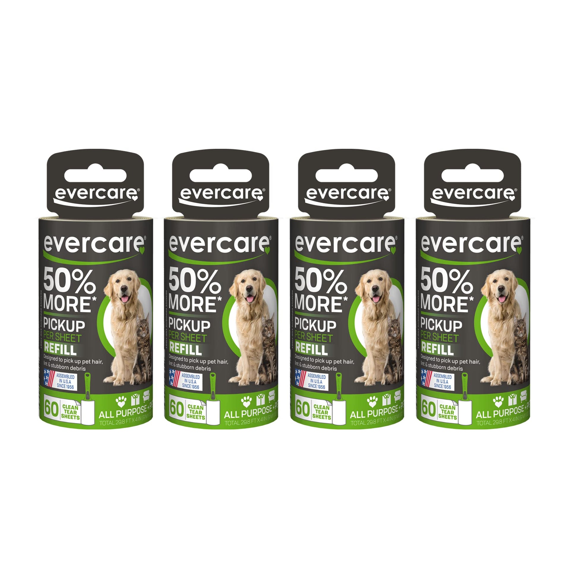 Evercare Pack of 4 Pet Extreme Stick Plus Lint Roller Refill Rolls