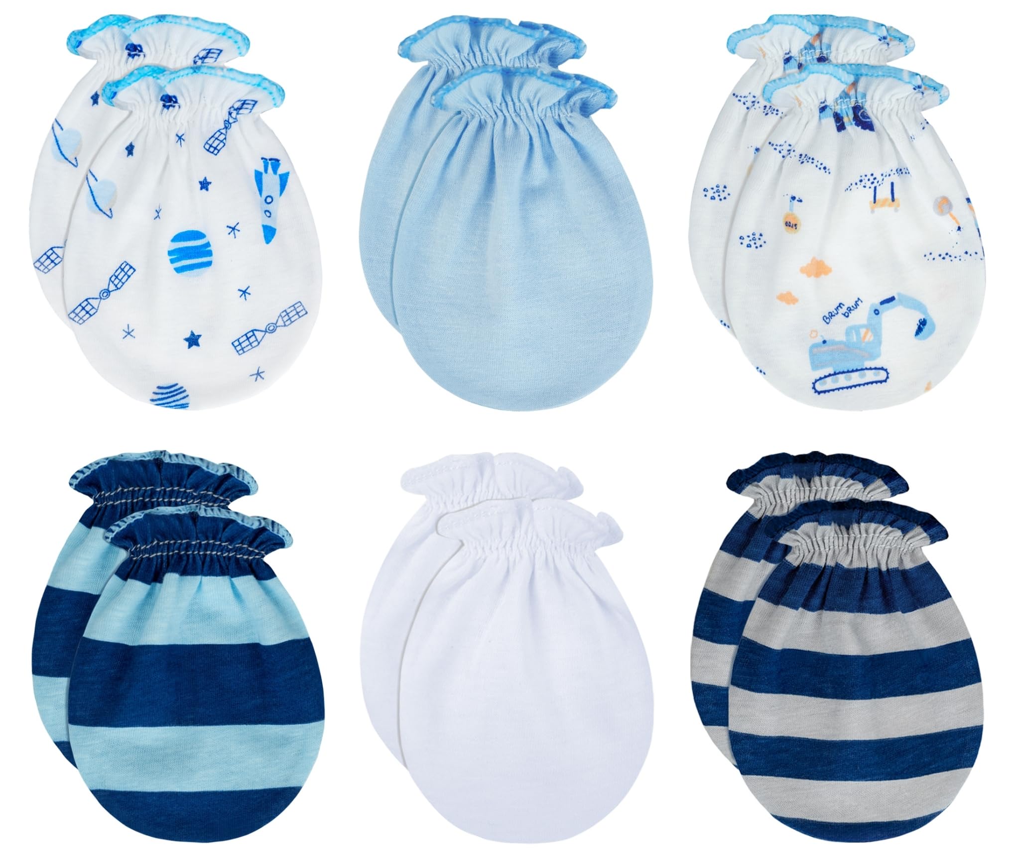 RATIVE Newborn Baby Cotton Gloves Sleep Sleeping No Scratch Mitten Mittens Mitts Set for 0-3 0-6 Months Boy Boys Girl Girls (6 Pairs/MB-67)