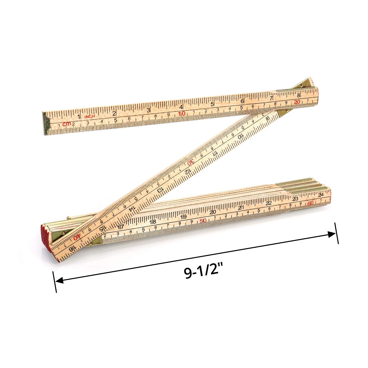 QWORK Folding Wood Rule, 6 FT 6 Inch Foldable Ruler with US and Metric Measurements for Carpenters