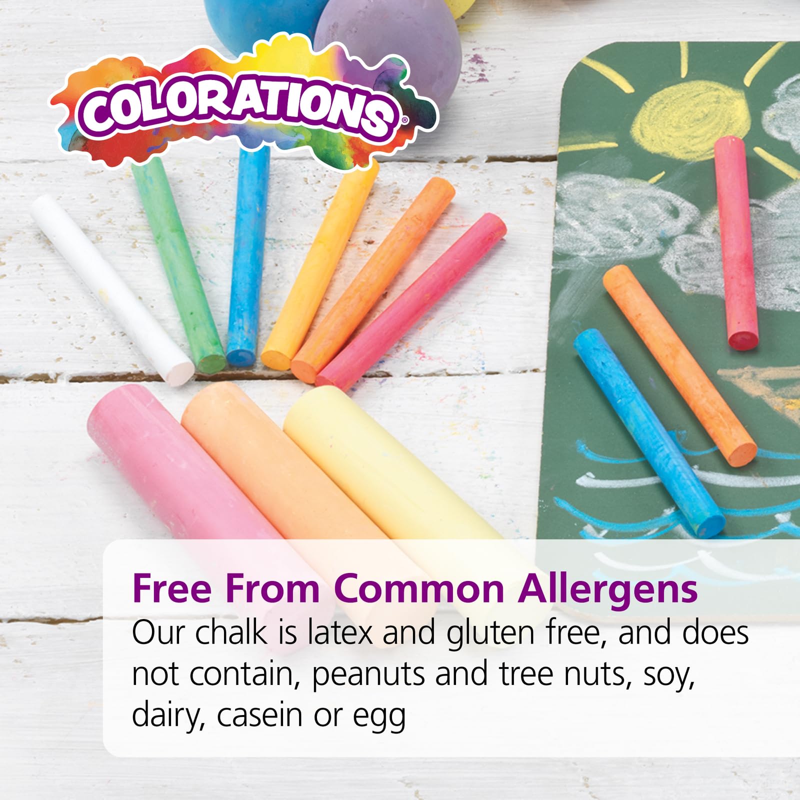 Colorations Sidewalk Chalk – 50pc 4” x 1” Washable, Bright Colored Chalk Set – Fun Kid Art Colors & Patterns – Draw on Classroom Chalkboard or Outdoor Playground – Jumbo Bulk