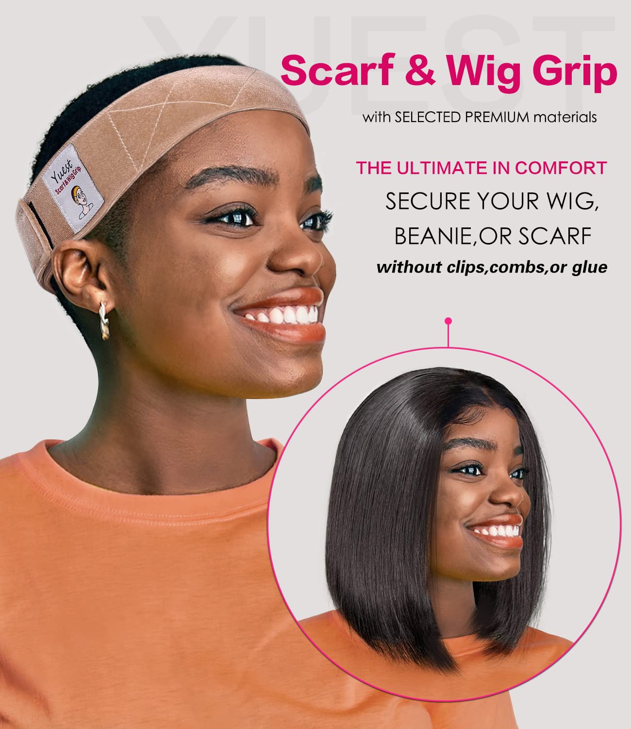 Yuest 2 Pack Wig Grip Band - Velvet Wig Grips Adjustable Headband Stay Put No Slip Edge Saver