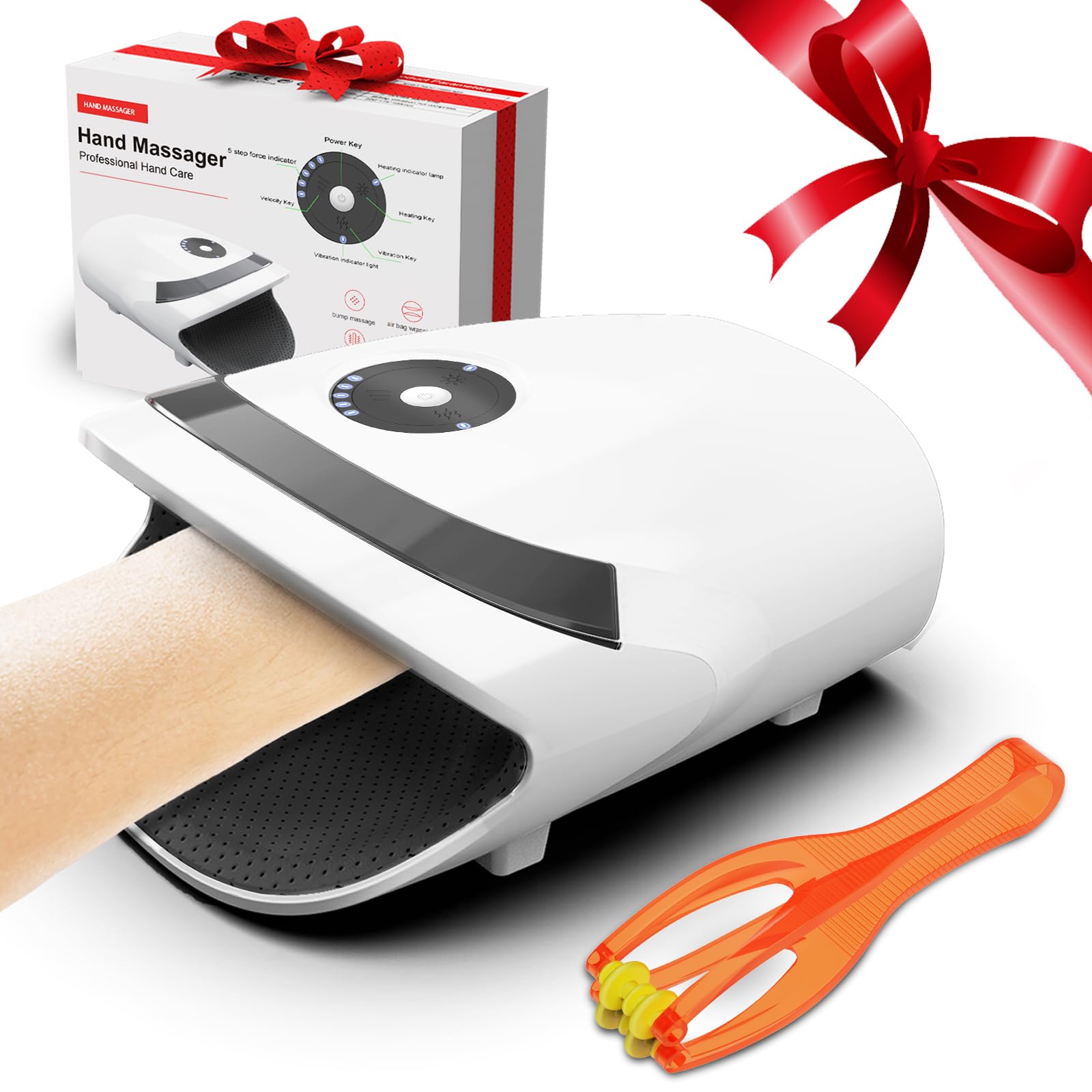 Xllent Gifts for Women,White Elephant Gifts for Adults - Hand Massager with Compression & Heating,Birthday Christmas for Men Women,Electric Hand Massager for Arthritis and Carpal Tunnel(White)