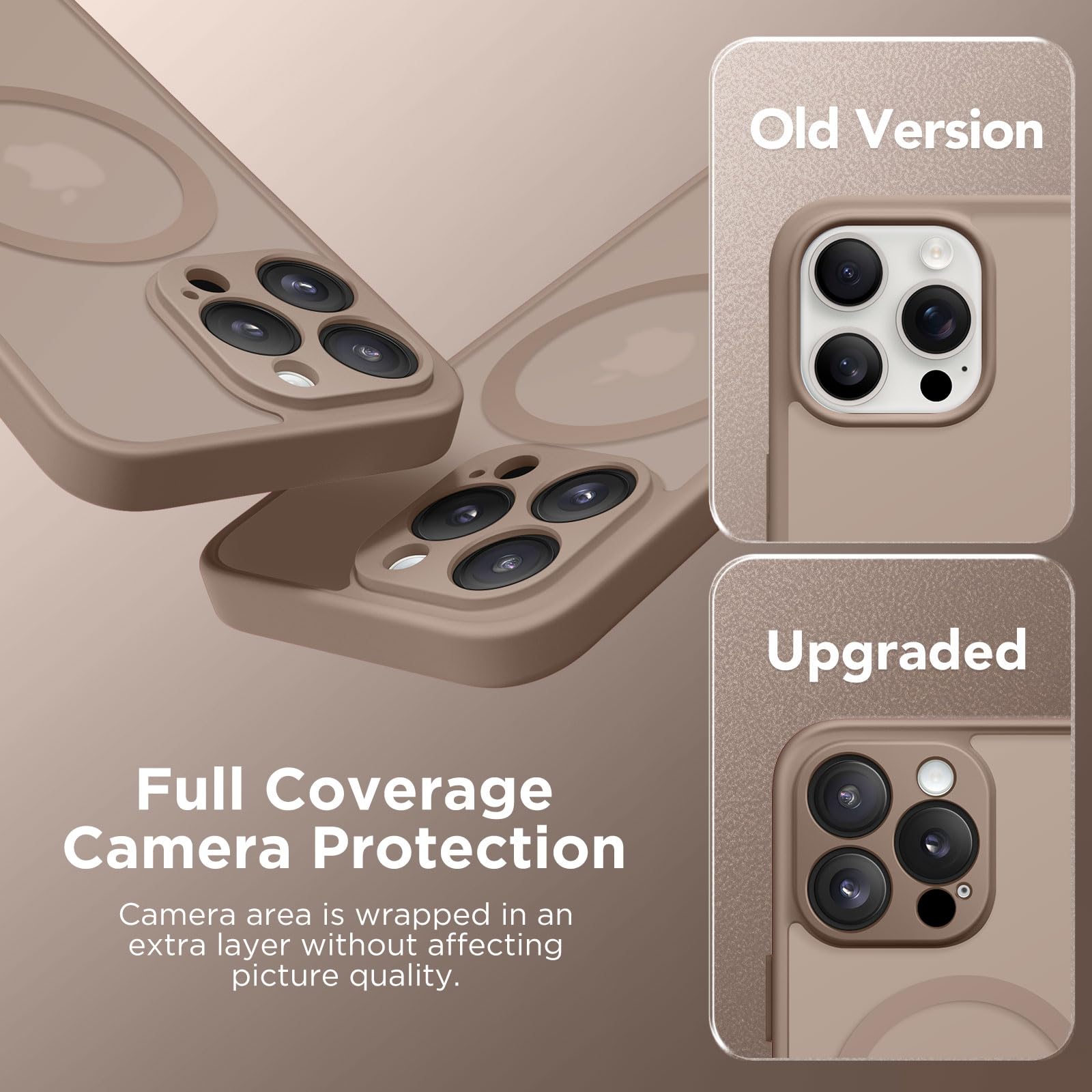 CAPRARO Magnetic Compatible with iPhone 16 Pro Case, Upgraded [Full Camera Protection] [Compatible with MagSafe] Protective Translucent Matte Women Girl Phone Case Cover, Withered Brown