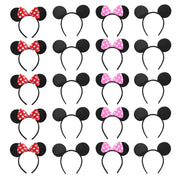 NEWTGAN 20 PCS Mouse Ears Headbands for Birthday Party Theme Park Costume Play Celebration for Boys and Girls (3color) (3 Color)