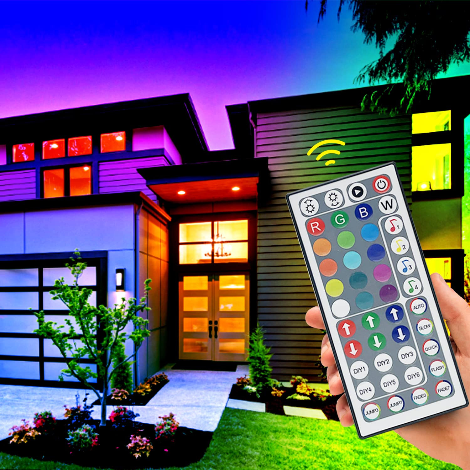 FONEWE 44 Key RGB LED Strip Lights IR Remote Control, Remote Receiver RGB LED Light Strip, 24V Power Adapter for LED Lights