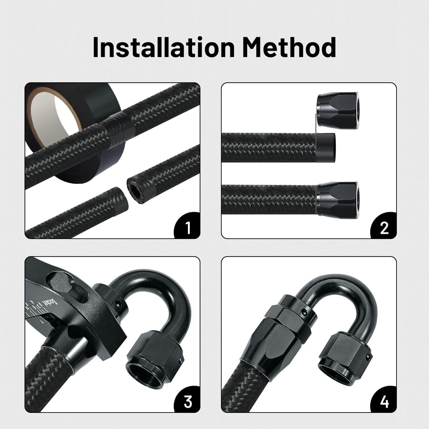 EVIL ENERGY 6AN Fuel Line Kit, 6AN Nylon Braided Fuel Line Hose Fitting Kit CPE 20FT Black