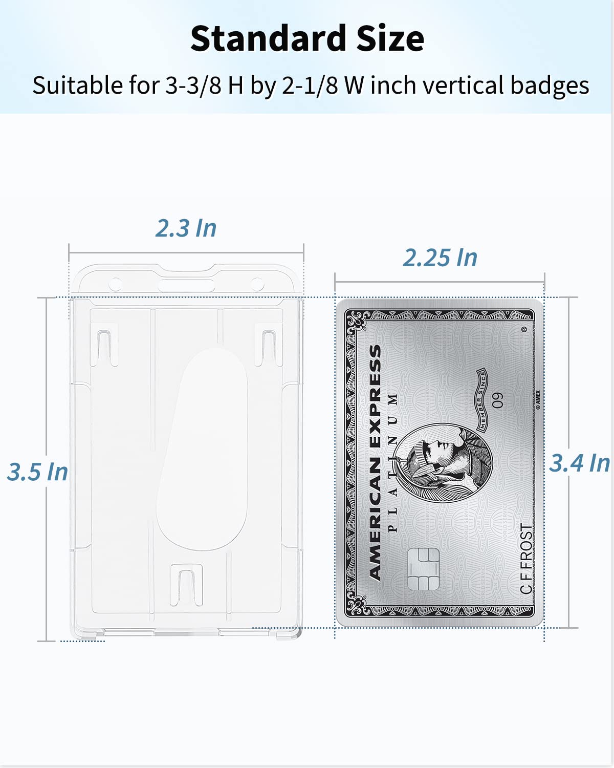 Pawfly 2 Pack Vertical 2-Card Badge Holder with Thumb Slot Hard Transparent PC Case Protector for Office School IDs Credit Cards Driver’s Licenses and Passes