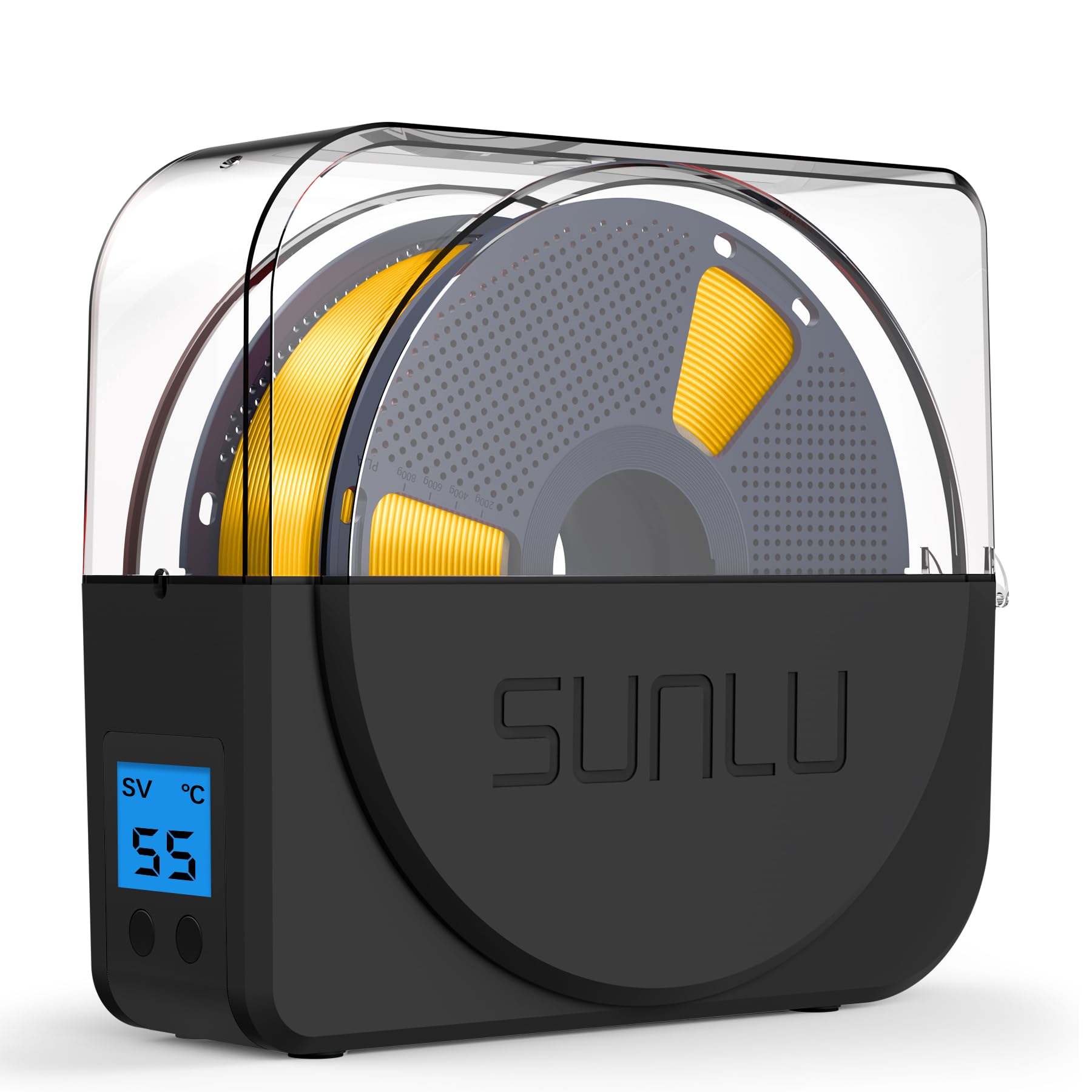 SUNLU Filament Dryer Box for 3D Printer Filament, S1 Plus Filament Dehydrator with Fan Design, Filament Storage can Keep 1.75 2.85 3.00mm PLA PETG ABS Filament Dry During 3D Printing (Black)